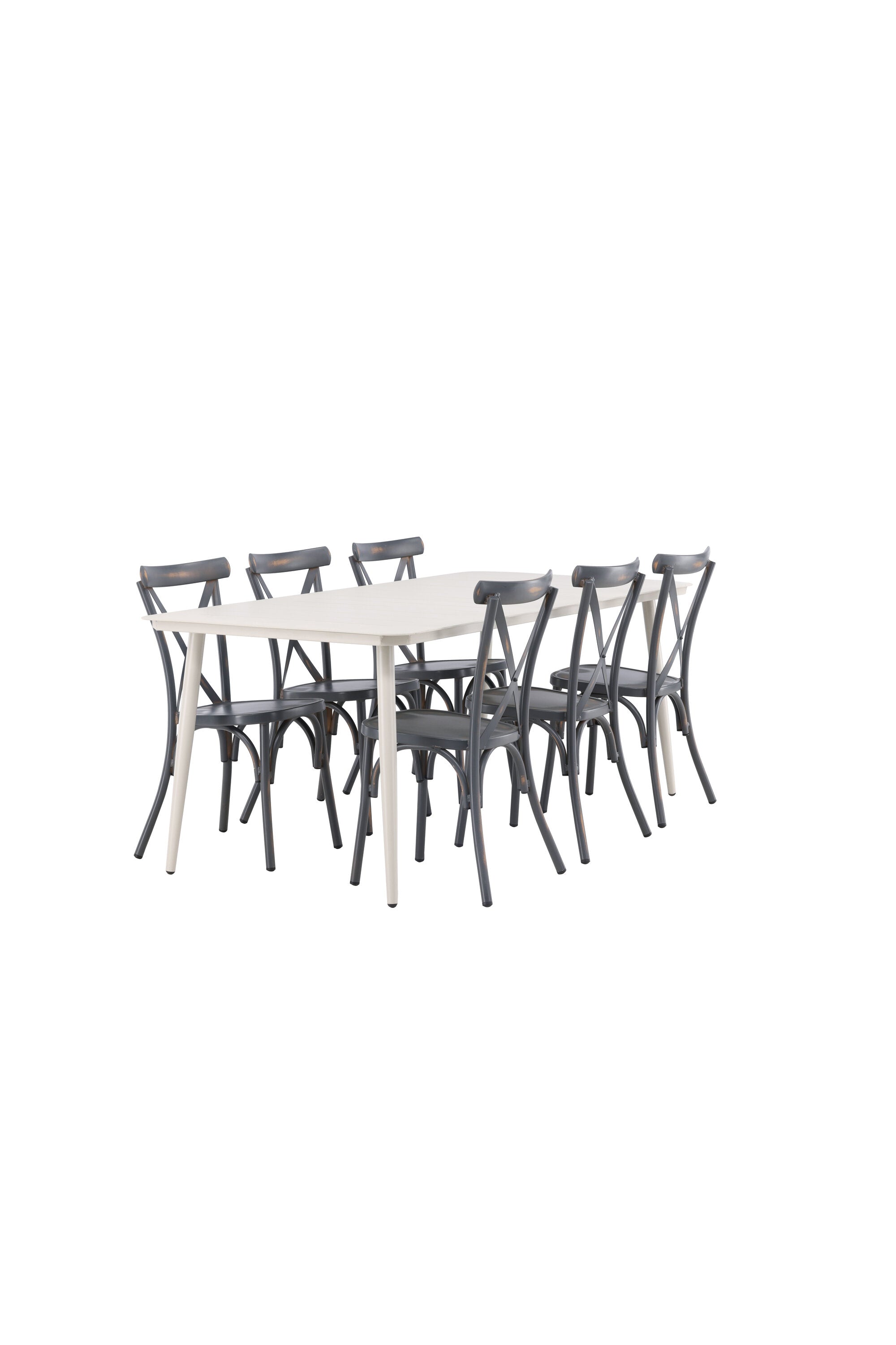 Lina Outdoor-Tischset + Peking 200cm/6St. in Dunkelgrau präsentiert im Onlineshop von KAQTU Design AG. Gartentischset ist von Venture Home