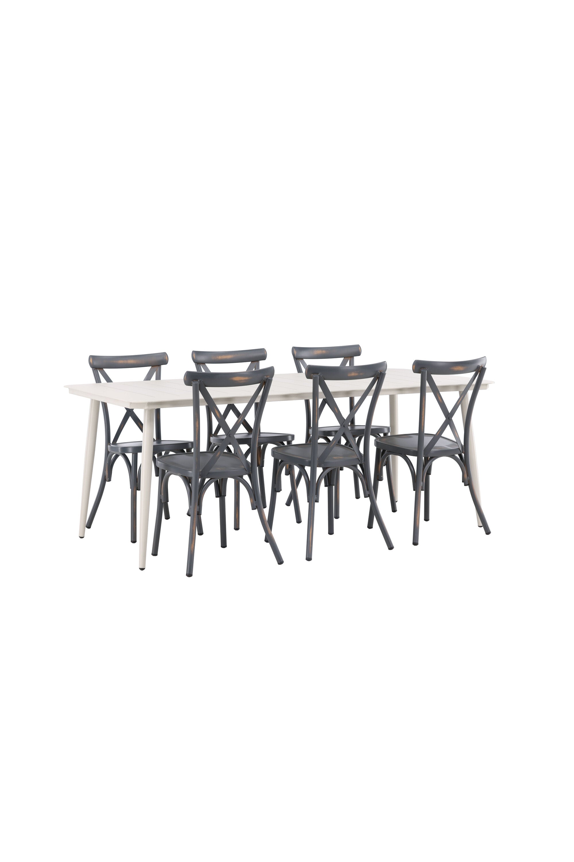 Lina Outdoor-Tischset + Peking 200cm/6St. in Dunkelgrau präsentiert im Onlineshop von KAQTU Design AG. Gartentischset ist von Venture Home