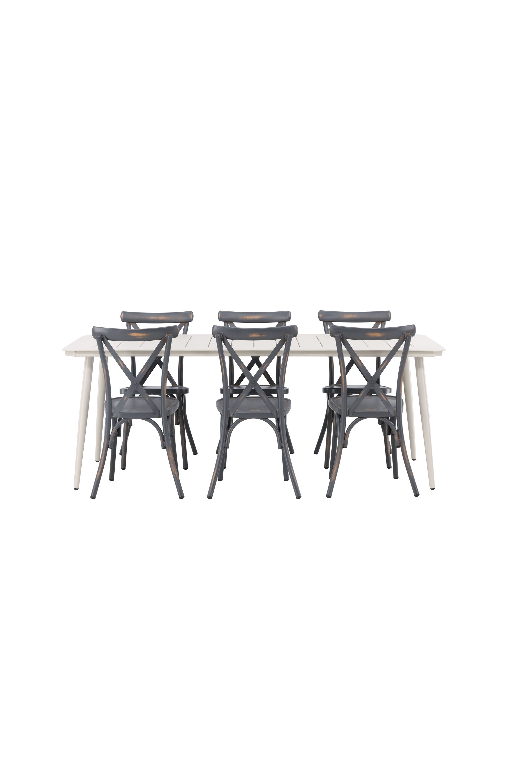 Lina Outdoor-Tischset + Peking 200cm/6St. in Dunkelgrau präsentiert im Onlineshop von KAQTU Design AG. Gartentischset ist von Venture Home