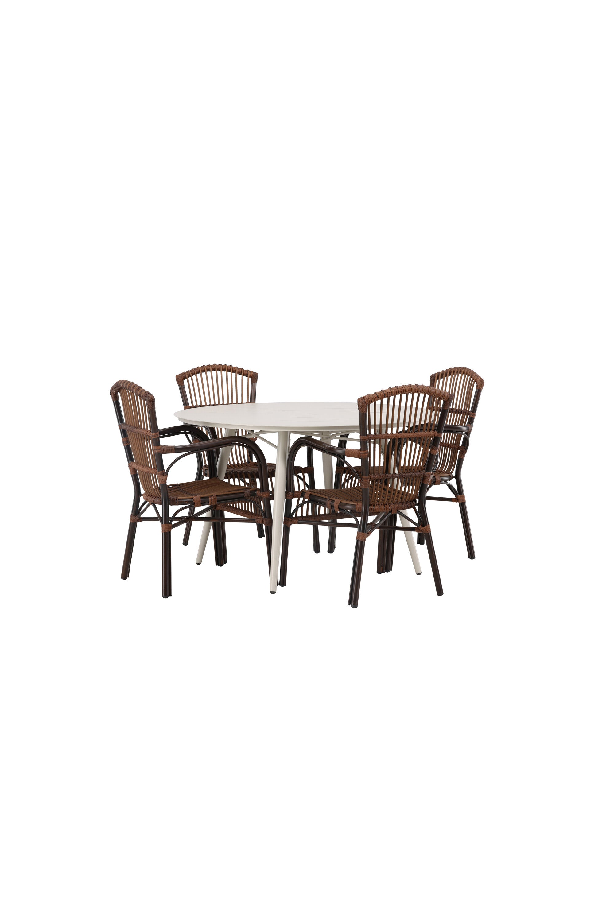 Lina Outdoor-Tischset + Galera ⌀120cm/4St. in Braun präsentiert im Onlineshop von KAQTU Design AG. Gartentischset ist von Venture Home