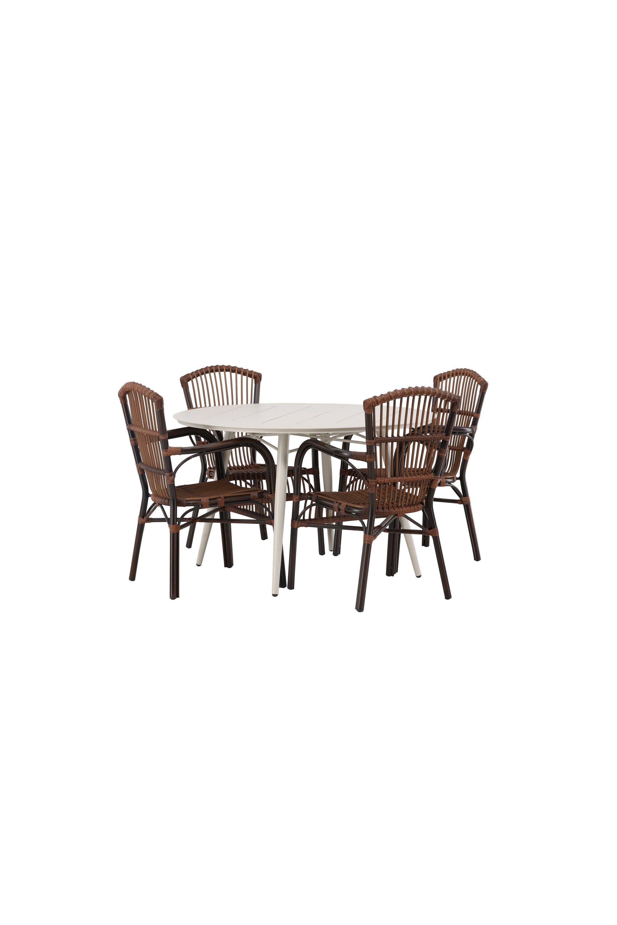 Lina Outdoor-Tischset + Galera ⌀120cm/4St. in Braun präsentiert im Onlineshop von KAQTU Design AG. Gartentischset ist von Venture Home