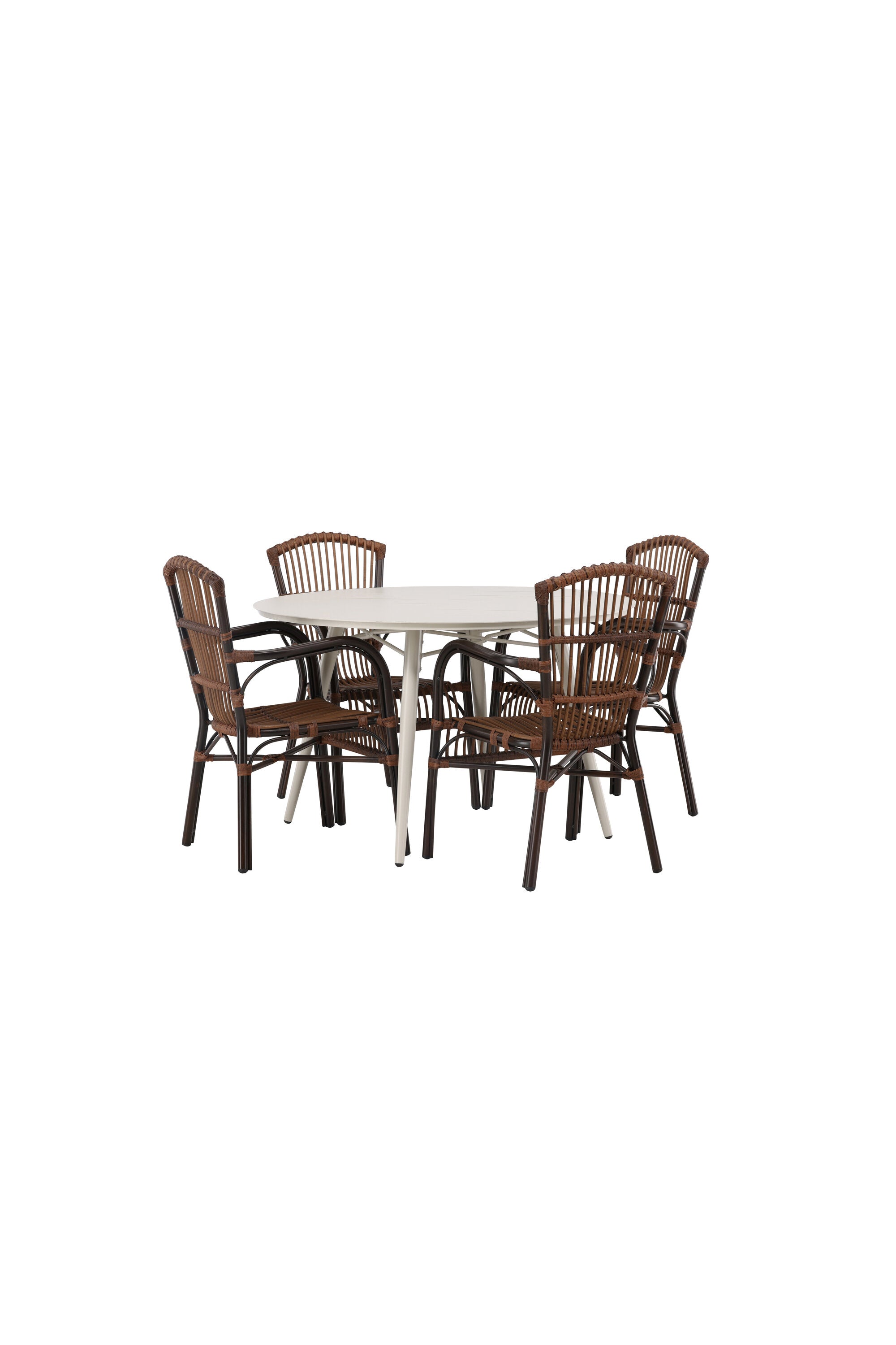 Lina Outdoor-Tischset + Galera ⌀120cm/4St. in Braun präsentiert im Onlineshop von KAQTU Design AG. Gartentischset ist von Venture Home