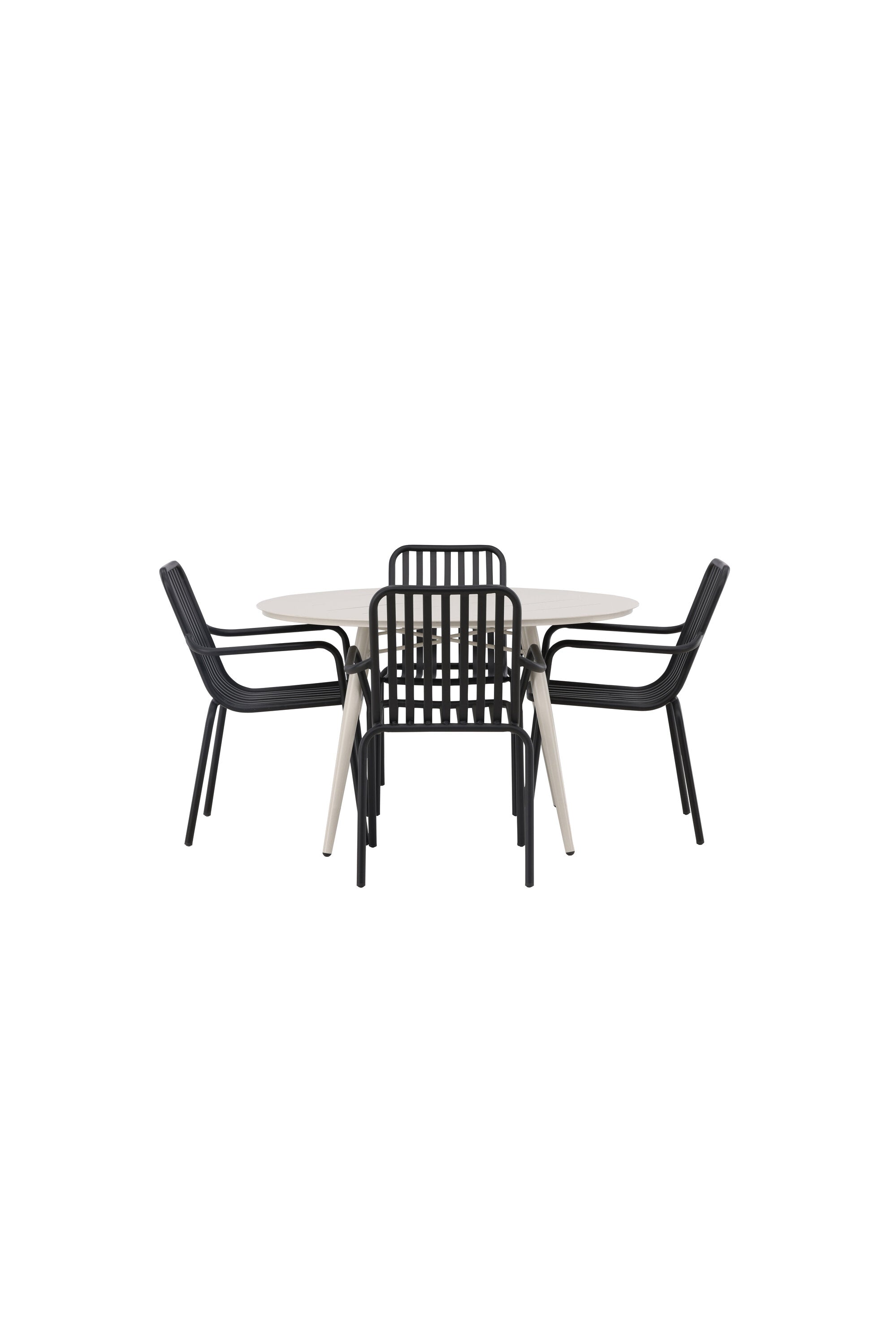 Lina Outdoor-Tischset + Peking ⌀120cm/4St. in Schwarz präsentiert im Onlineshop von KAQTU Design AG. Gartentischset ist von Venture Home