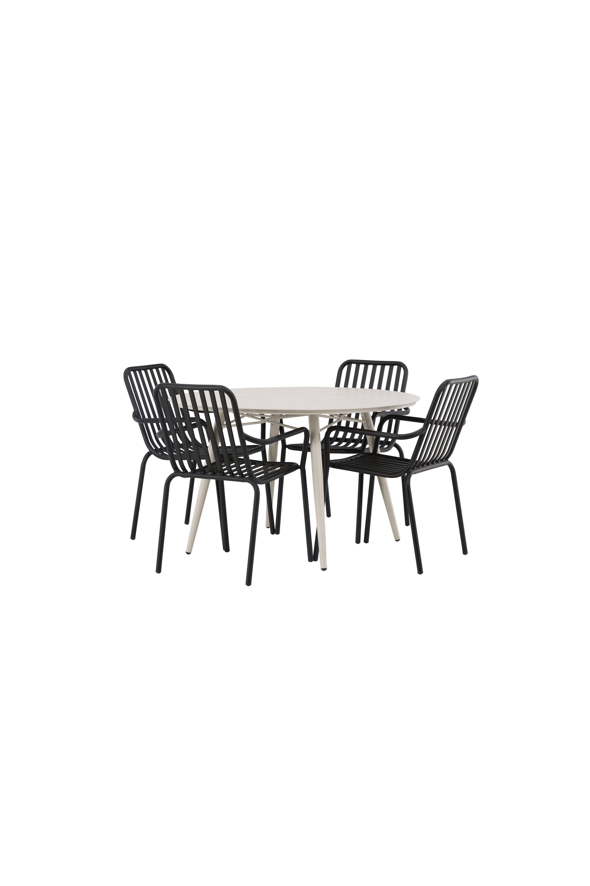 Lina Outdoor-Tischset + Peking ⌀120cm/4St. in Schwarz präsentiert im Onlineshop von KAQTU Design AG. Gartentischset ist von Venture Home