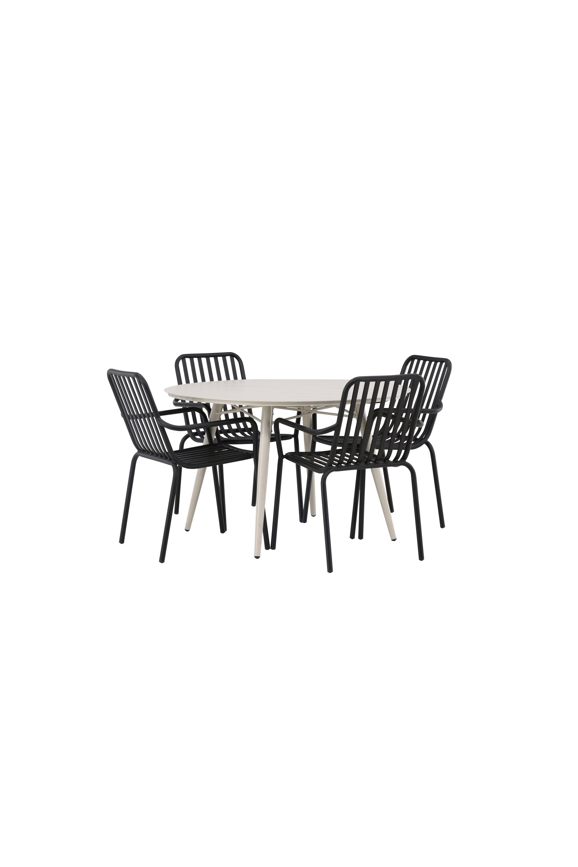 Lina Outdoor-Tischset + Peking ⌀120cm/4St. in Schwarz präsentiert im Onlineshop von KAQTU Design AG. Gartentischset ist von Venture Home