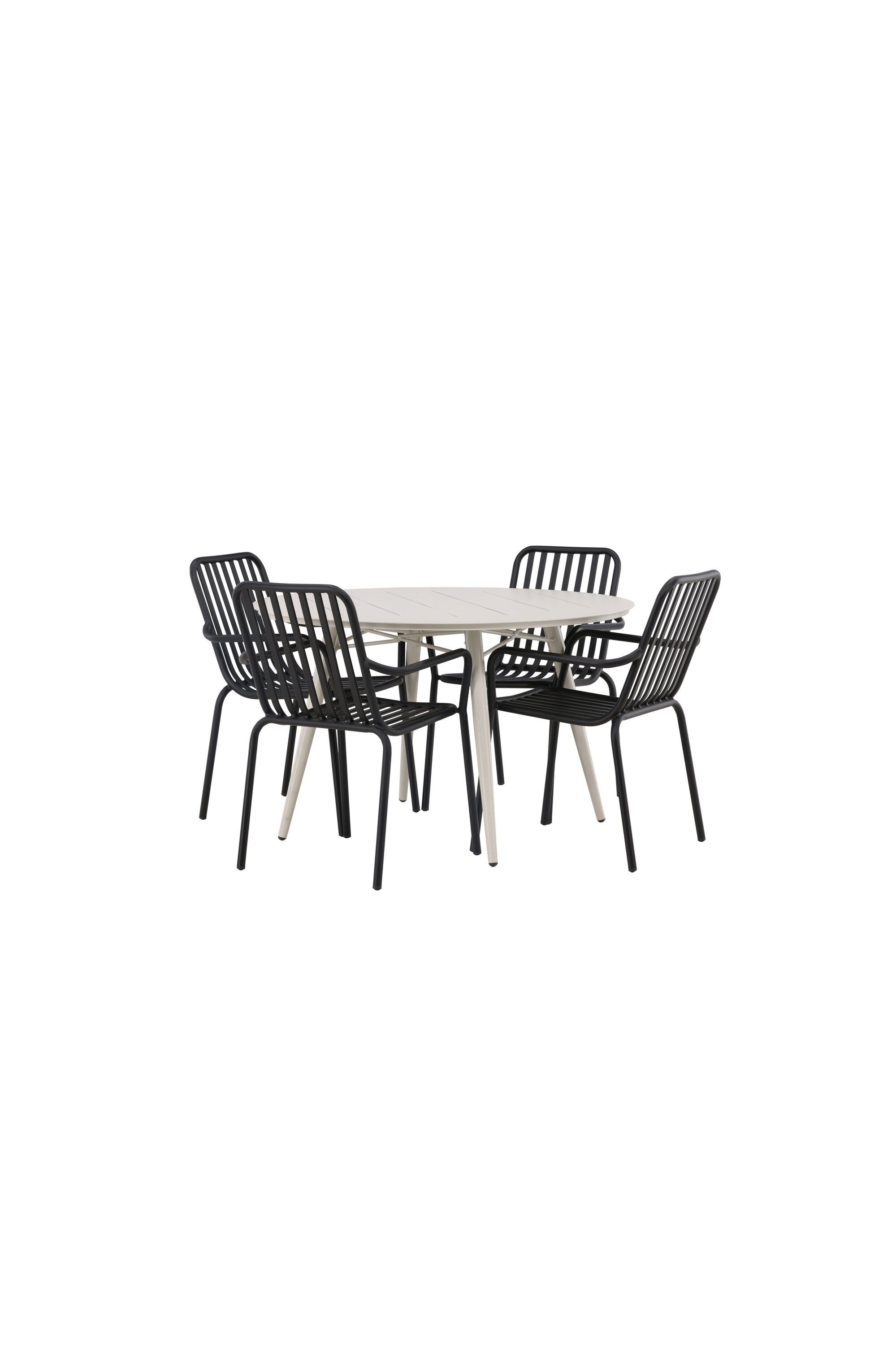 Lina Outdoor-Tischset + Peking ⌀120cm/4St. in Schwarz präsentiert im Onlineshop von KAQTU Design AG. Gartentischset ist von Venture Home