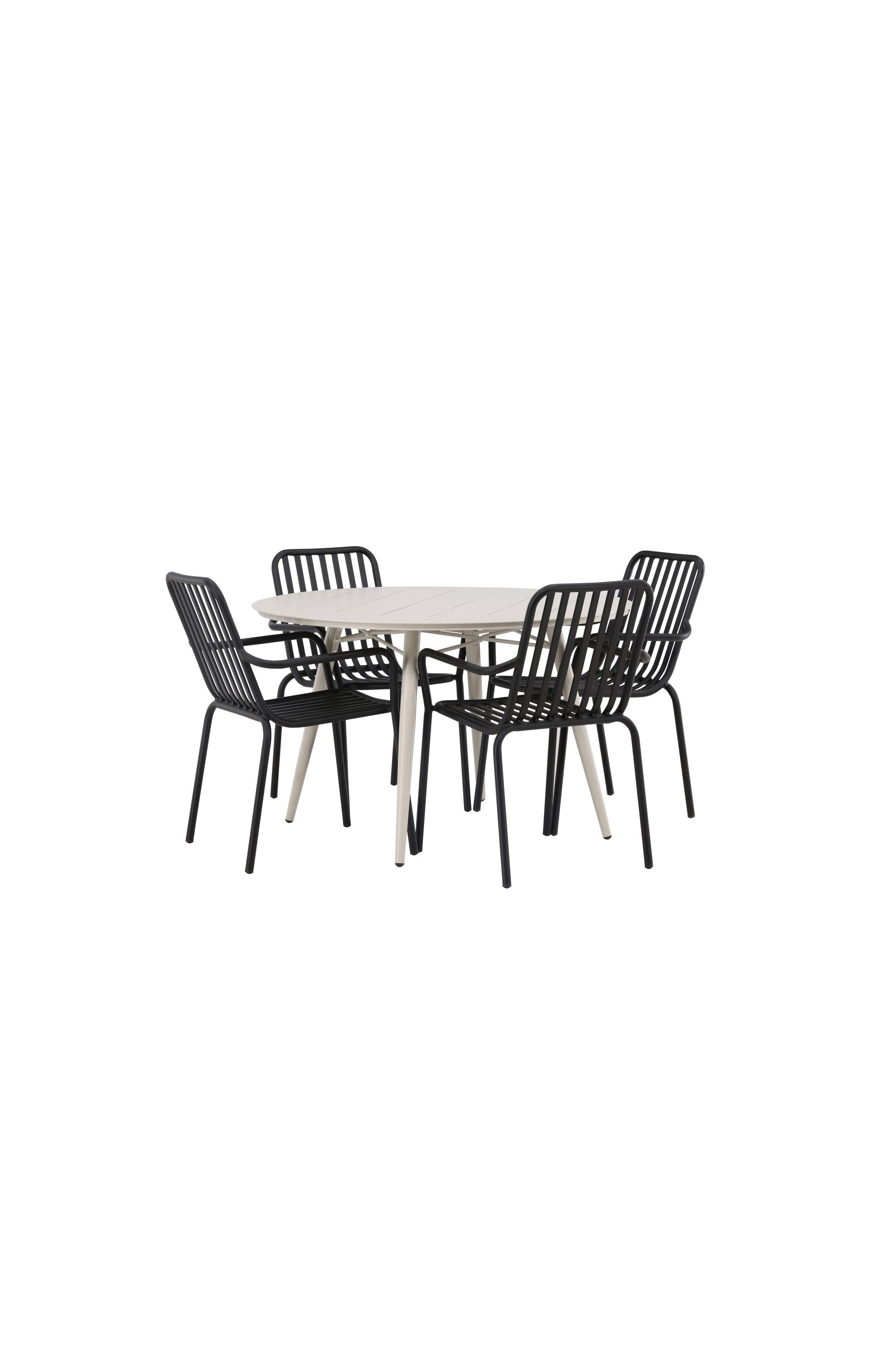 Lina Outdoor-Tischset + Peking ⌀120cm/4St. in Schwarz präsentiert im Onlineshop von KAQTU Design AG. Gartentischset ist von Venture Home