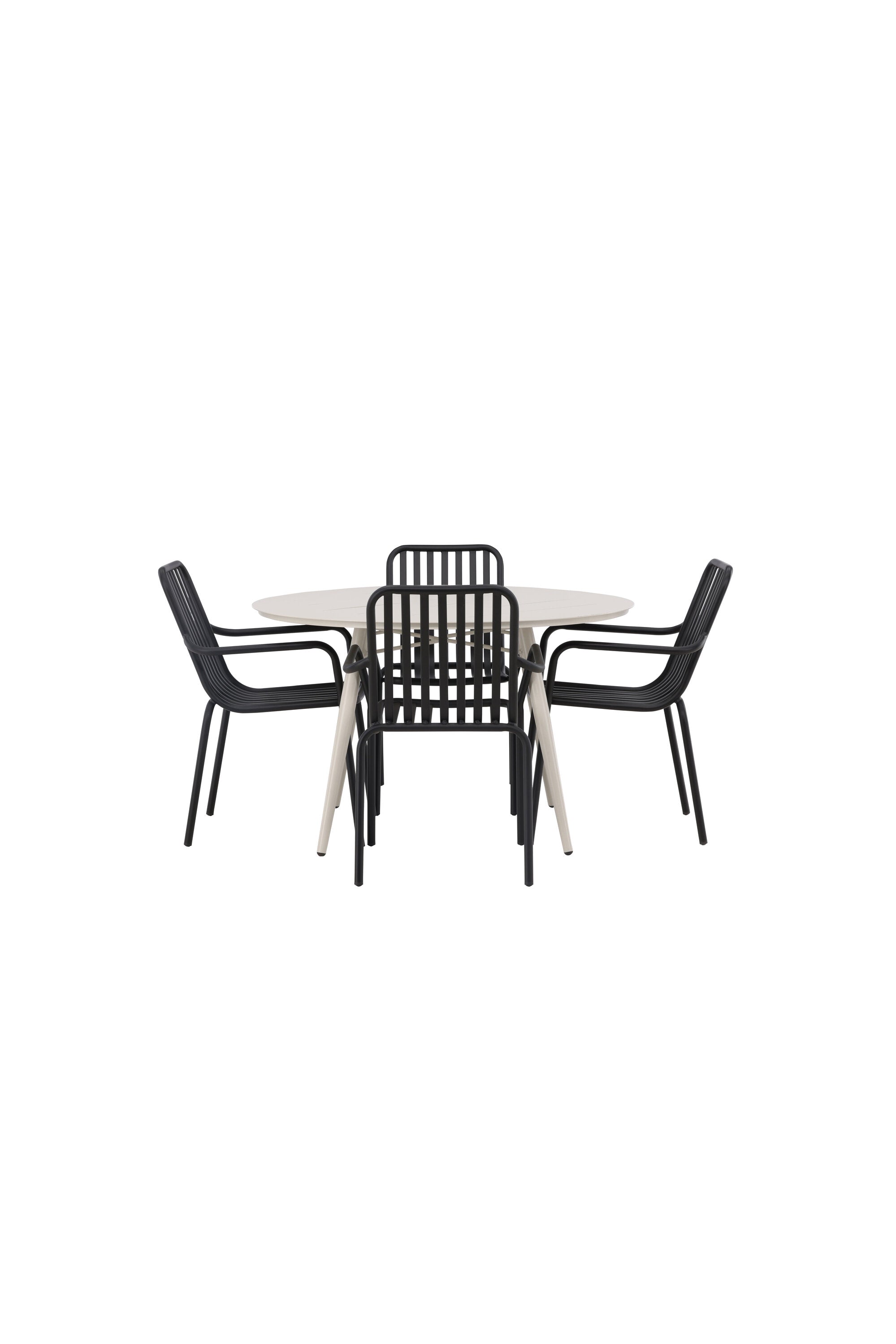 Lina Outdoor-Tischset + Peking ⌀120cm/4St. in Schwarz präsentiert im Onlineshop von KAQTU Design AG. Gartentischset ist von Venture Home