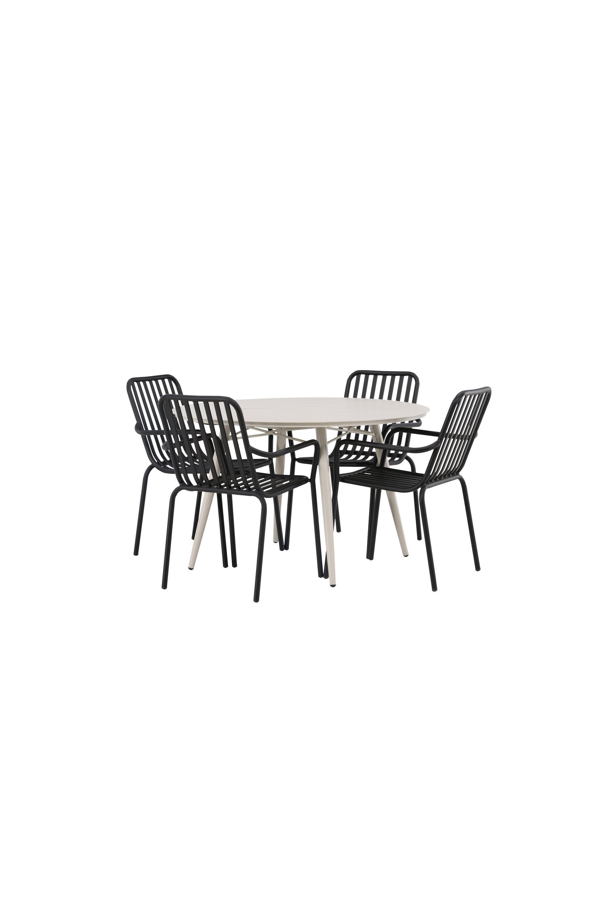 Lina Outdoor-Tischset + Peking ⌀120cm/4St. in Schwarz präsentiert im Onlineshop von KAQTU Design AG. Gartentischset ist von Venture Home