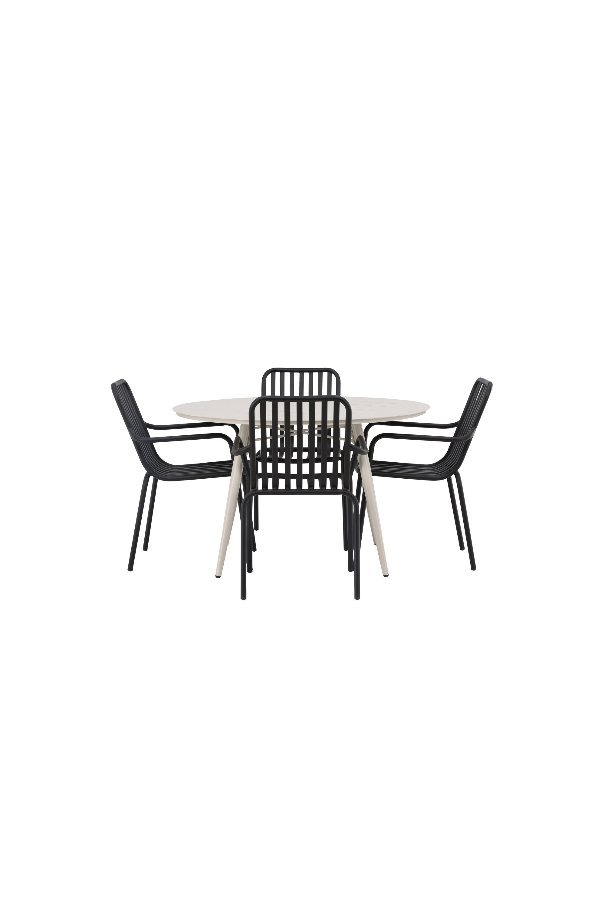 Lina Outdoor-Tischset + Peking ⌀120cm/4St. in Schwarz präsentiert im Onlineshop von KAQTU Design AG. Gartentischset ist von Venture Home
