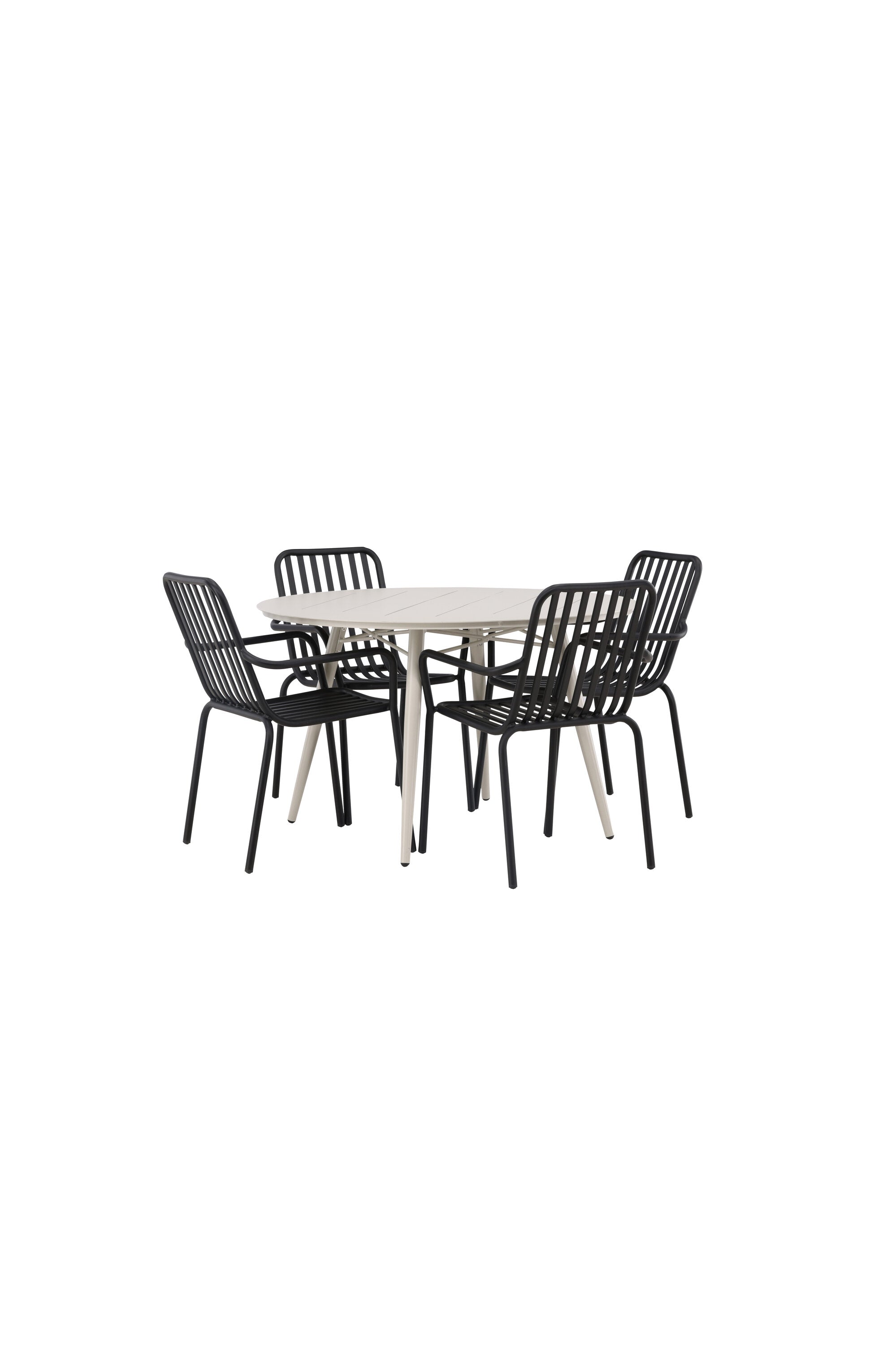 Lina Outdoor-Tischset + Peking ⌀120cm/4St. in Schwarz präsentiert im Onlineshop von KAQTU Design AG. Gartentischset ist von Venture Home