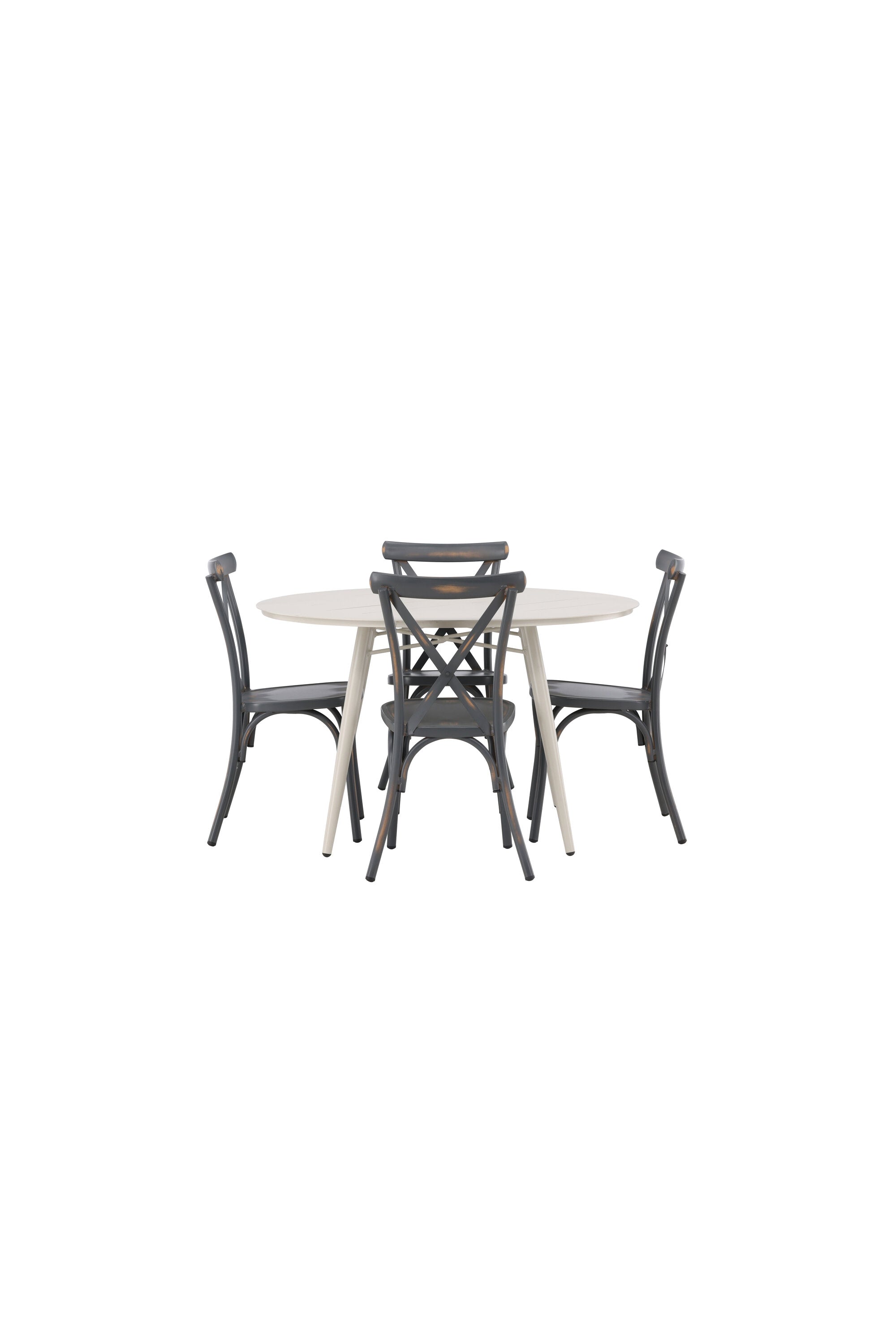 Lina Outdoor-Tischset + Peking ⌀120cm/4St. in Dunkelgrau präsentiert im Onlineshop von KAQTU Design AG. Gartentischset ist von Venture Home