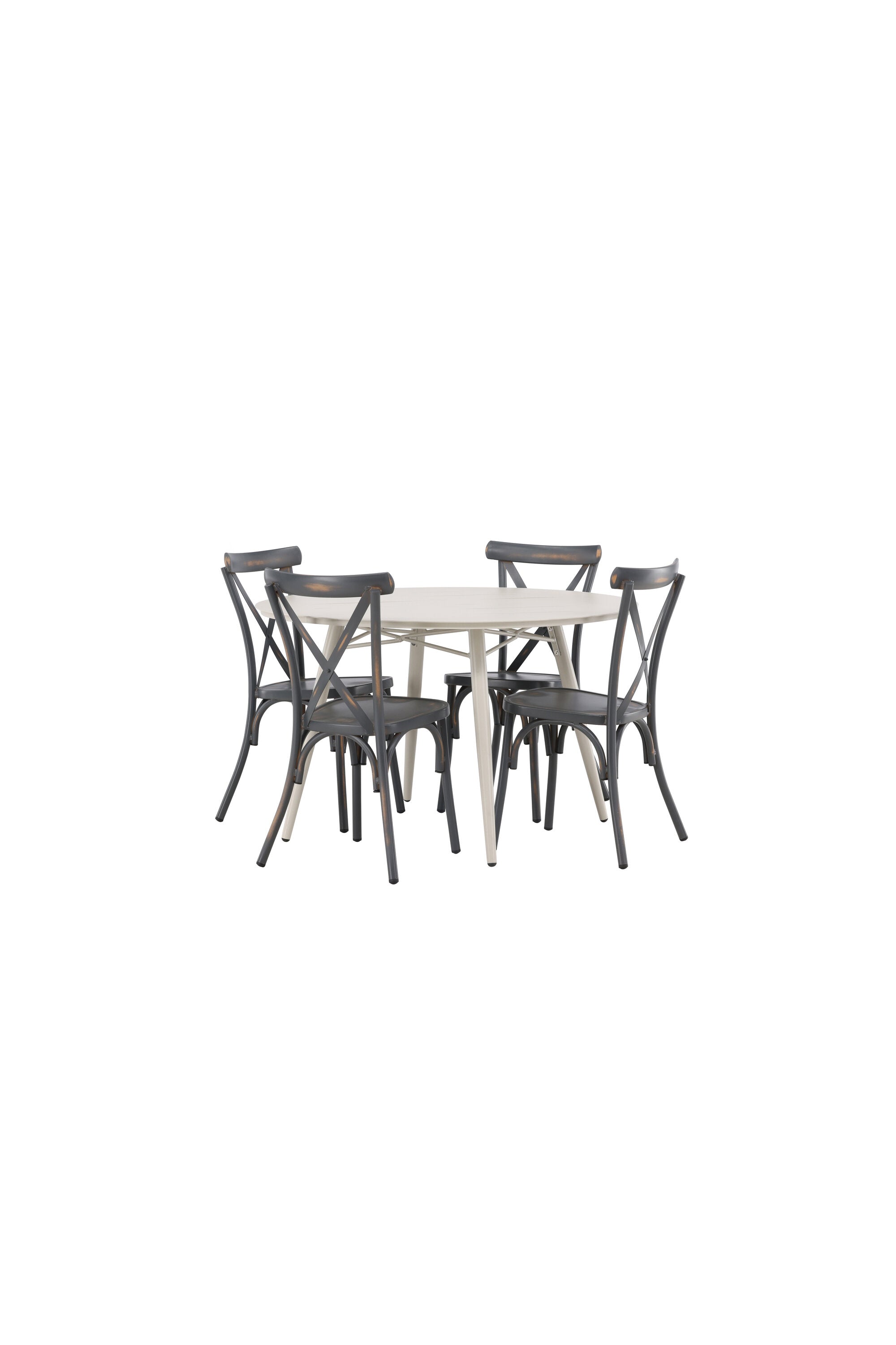 Lina Outdoor-Tischset + Peking ⌀120cm/4St. in Dunkelgrau präsentiert im Onlineshop von KAQTU Design AG. Gartentischset ist von Venture Home