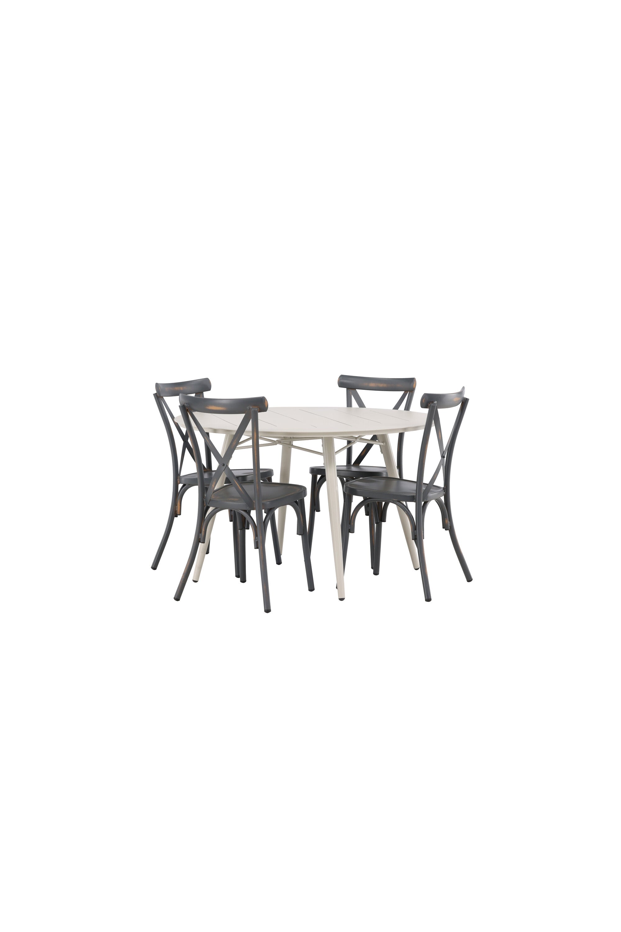 Lina Outdoor-Tischset + Peking ⌀120cm/4St. in Dunkelgrau präsentiert im Onlineshop von KAQTU Design AG. Gartentischset ist von Venture Home