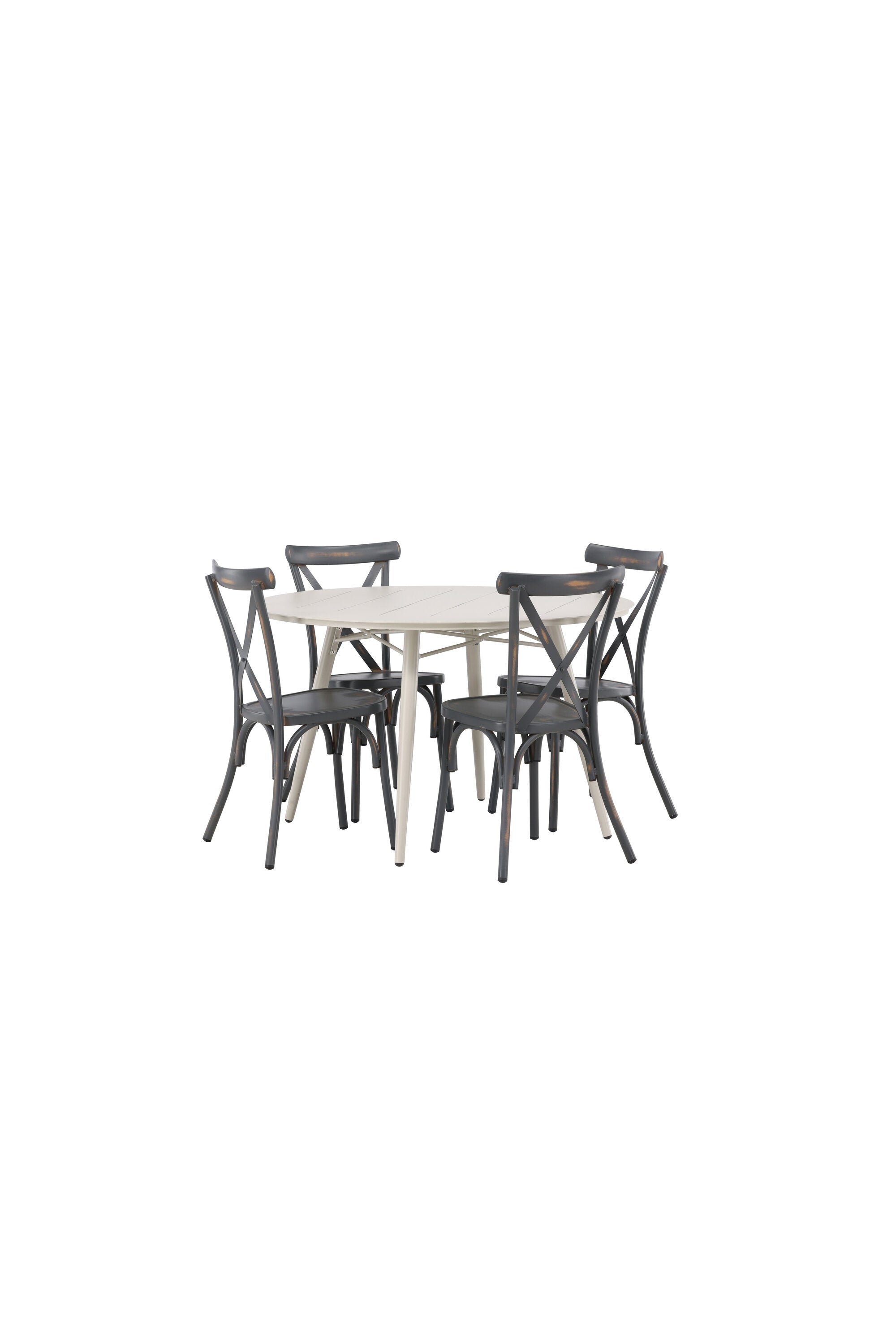 Lina Outdoor-Tischset + Peking ⌀120cm/4St. in Dunkelgrau präsentiert im Onlineshop von KAQTU Design AG. Gartentischset ist von Venture Home