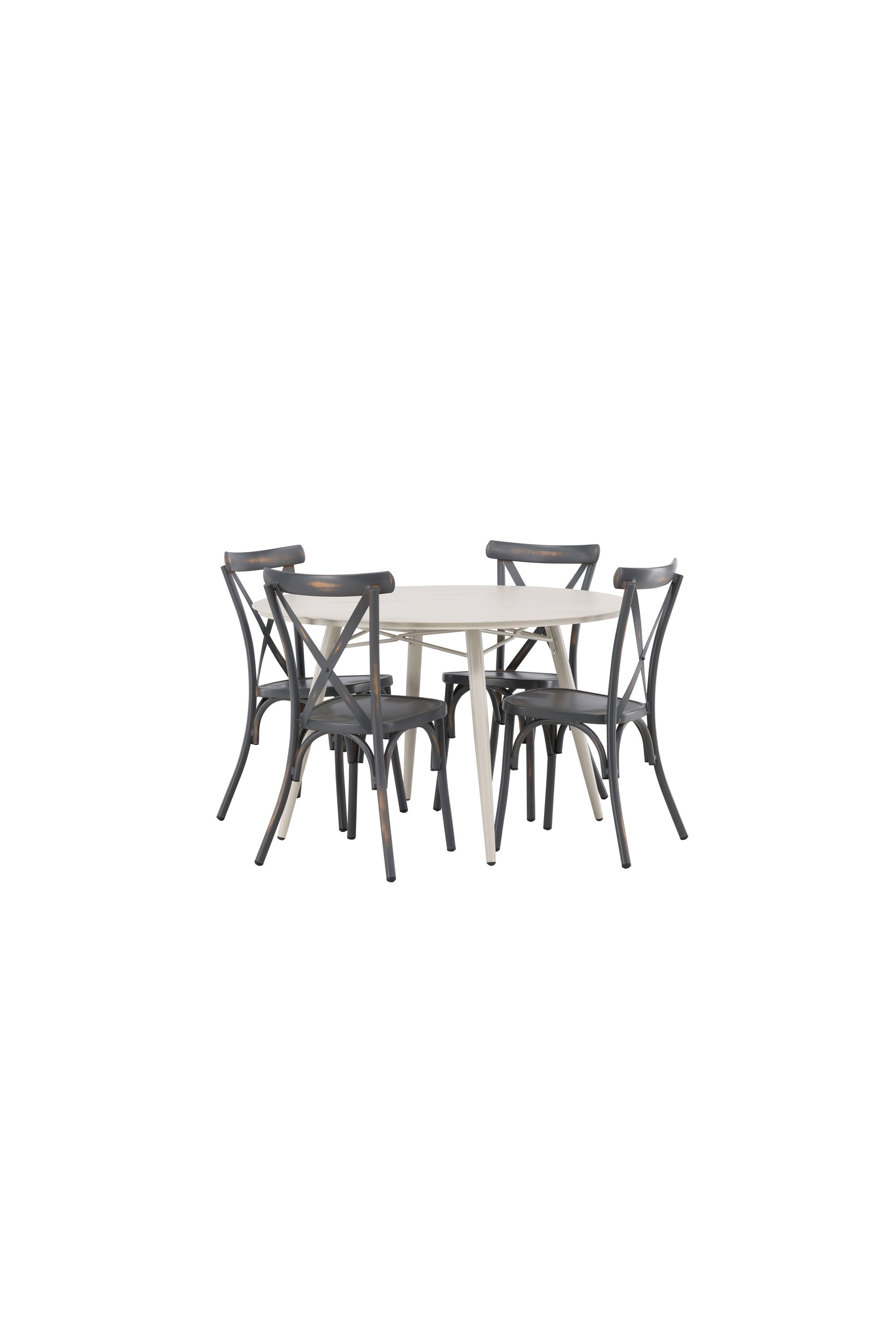 Lina Outdoor-Tischset + Peking ⌀120cm/4St. in Dunkelgrau präsentiert im Onlineshop von KAQTU Design AG. Gartentischset ist von Venture Home