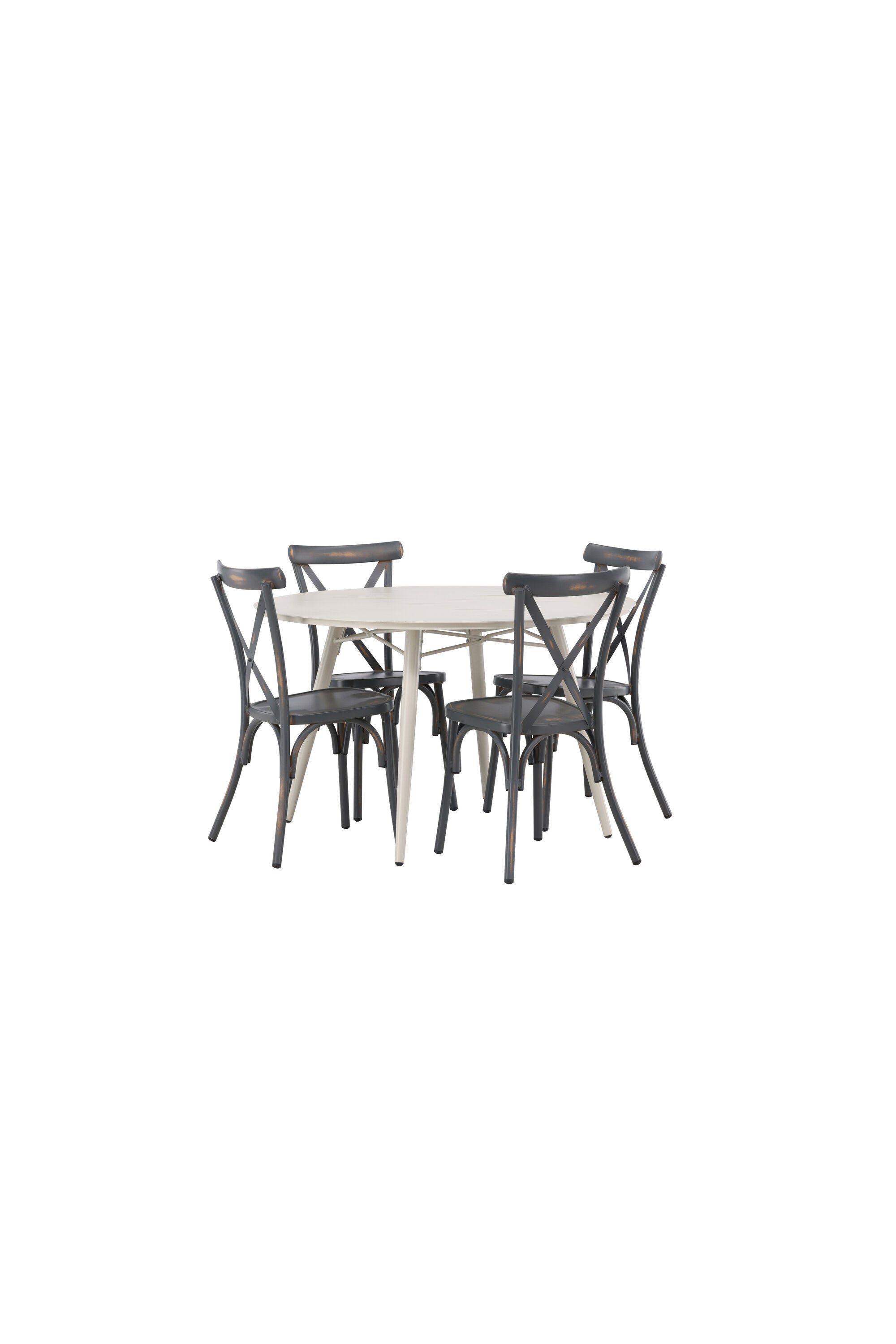 Lina Outdoor-Tischset + Peking ⌀120cm/4St. in Dunkelgrau präsentiert im Onlineshop von KAQTU Design AG. Gartentischset ist von Venture Home