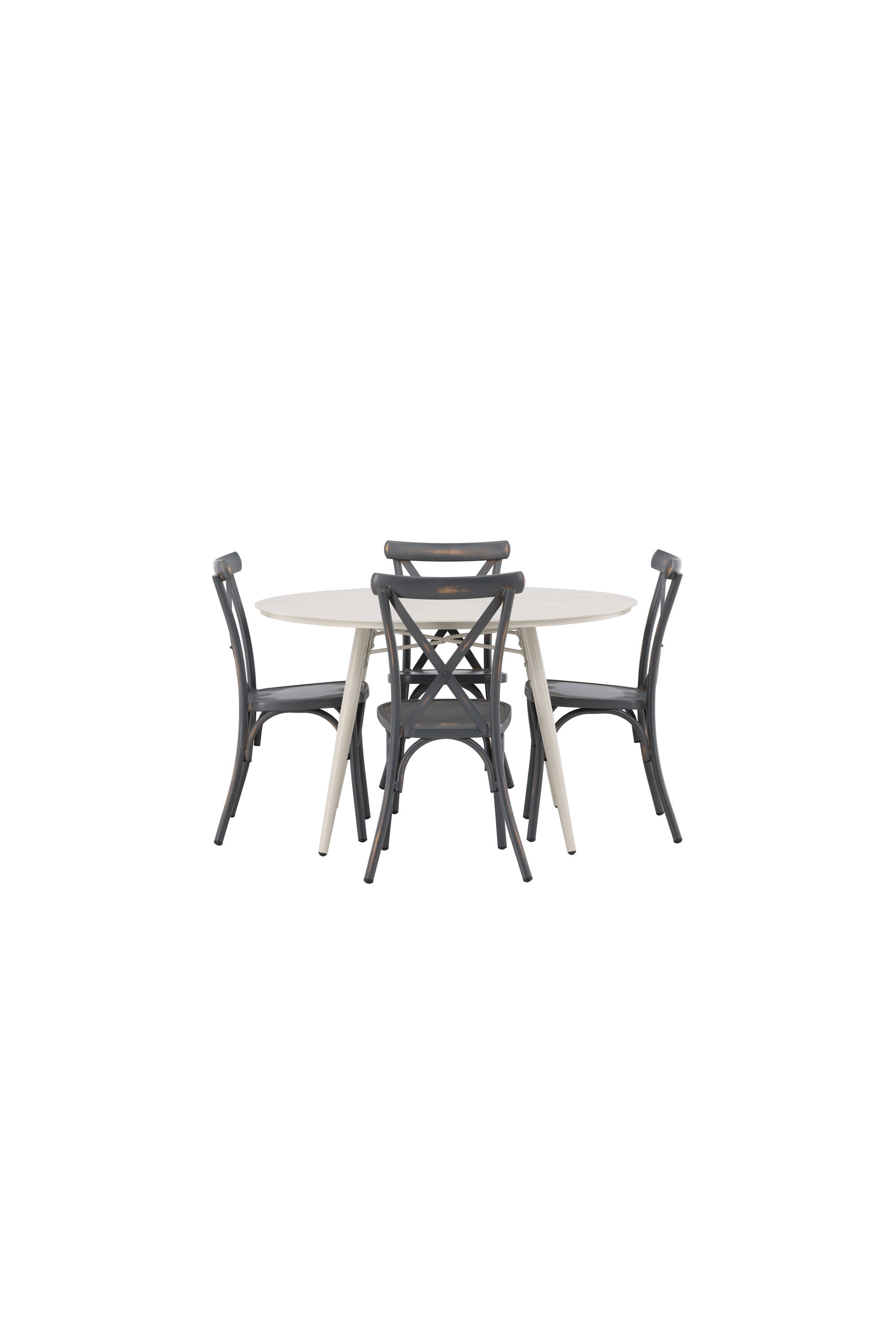 Lina Outdoor-Tischset + Peking ⌀120cm/4St. in Dunkelgrau präsentiert im Onlineshop von KAQTU Design AG. Gartentischset ist von Venture Home