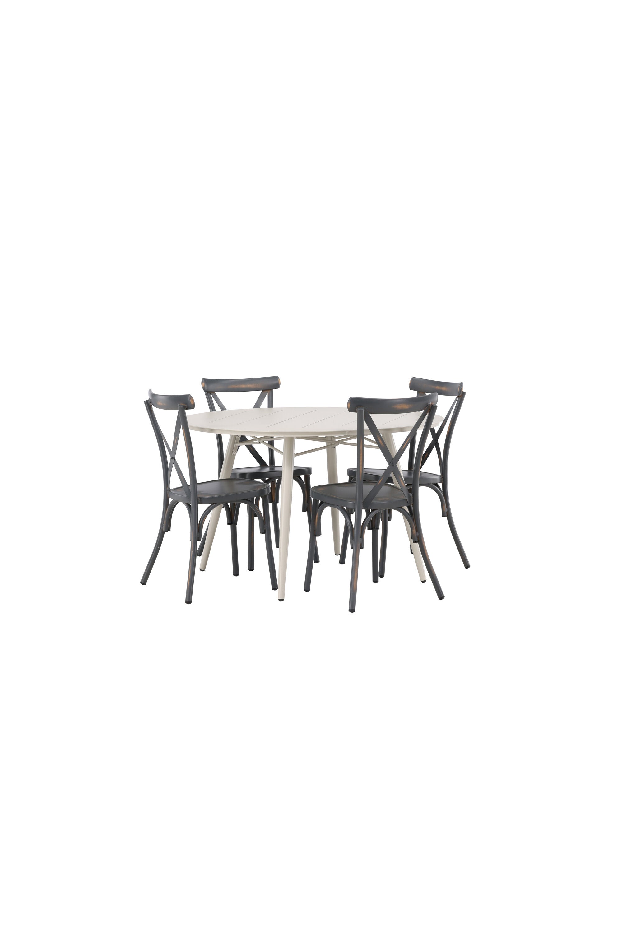 Lina Outdoor-Tischset + Peking ⌀120cm/4St. in Dunkelgrau präsentiert im Onlineshop von KAQTU Design AG. Gartentischset ist von Venture Home