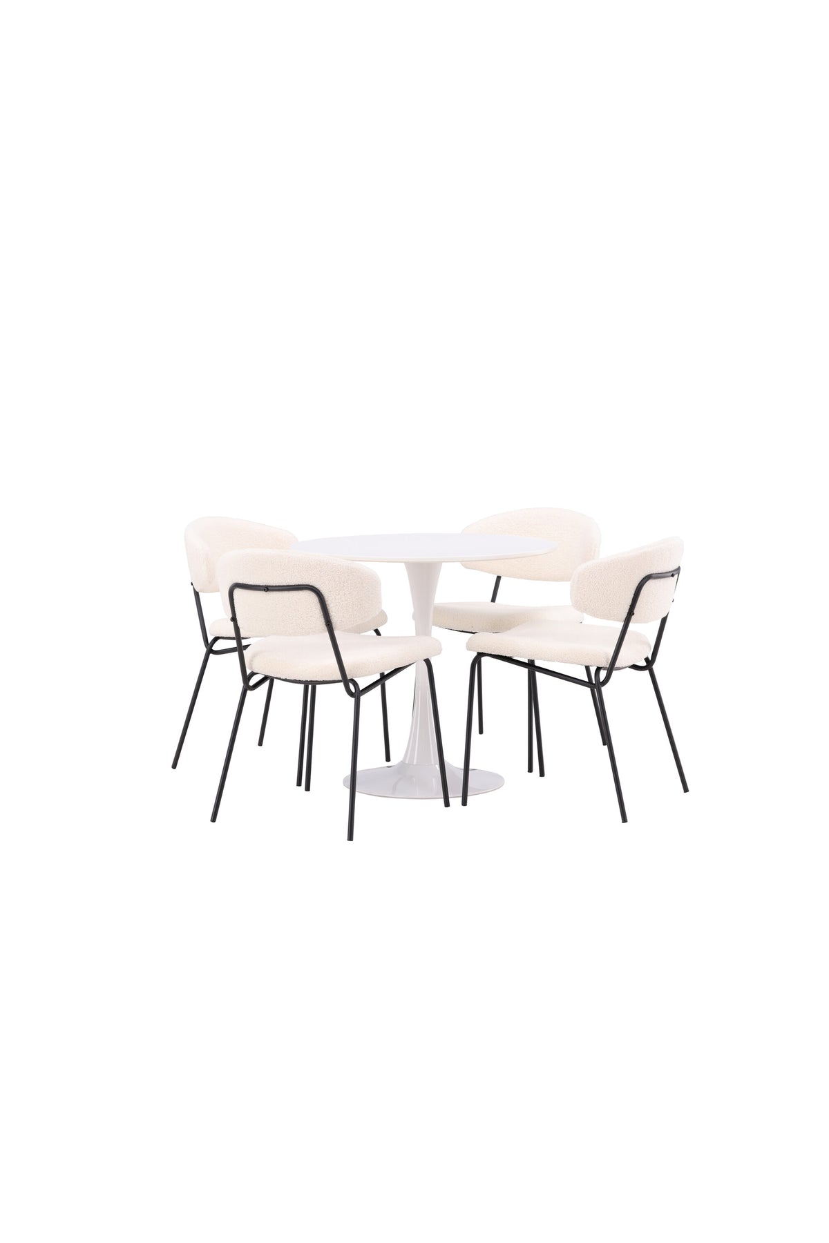 Hamden Esszimmerset + Chico ⌀80cm/4St. in Weiss präsentiert im Onlineshop von KAQTU Design AG. Esszimmerset ist von Venture Home