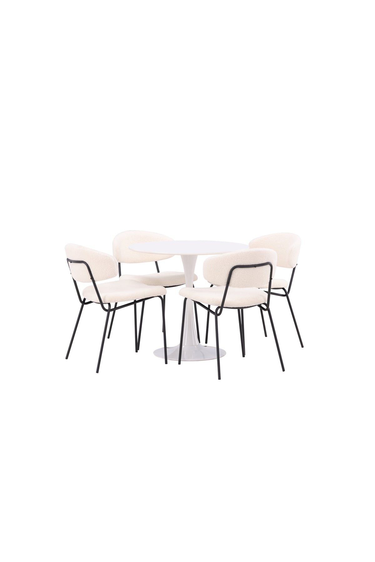 Hamden Esszimmerset + Chico ⌀80cm/4St. in Weiss präsentiert im Onlineshop von KAQTU Design AG. Esszimmerset ist von Venture Home