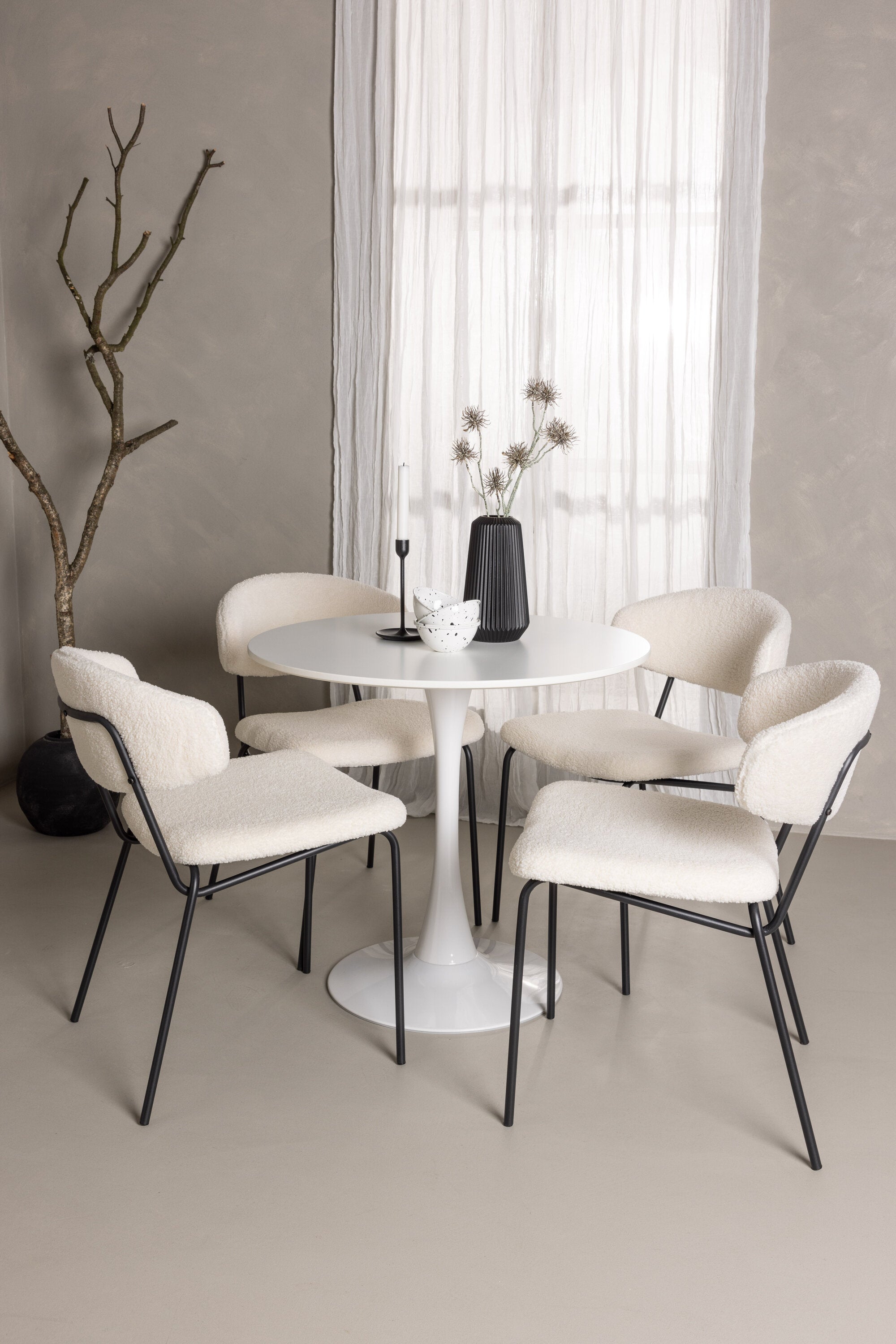 Hamden Esszimmerset + Chico ⌀80cm/4St. in Weiss präsentiert im Onlineshop von KAQTU Design AG. Esszimmerset ist von Venture Home