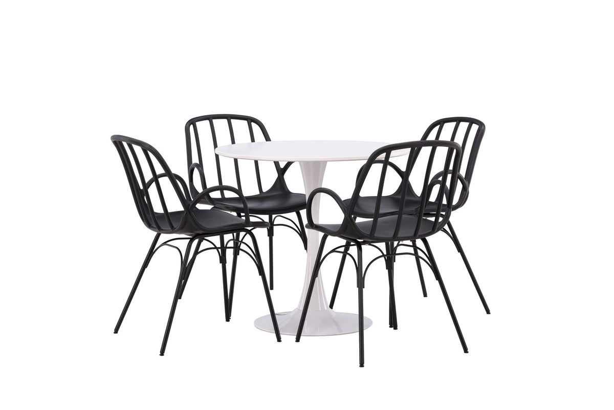 Hamden Esszimmerset + Dyrön ⌀80cm/4St. in Schwarz präsentiert im Onlineshop von KAQTU Design AG. Esszimmerset ist von Venture Home