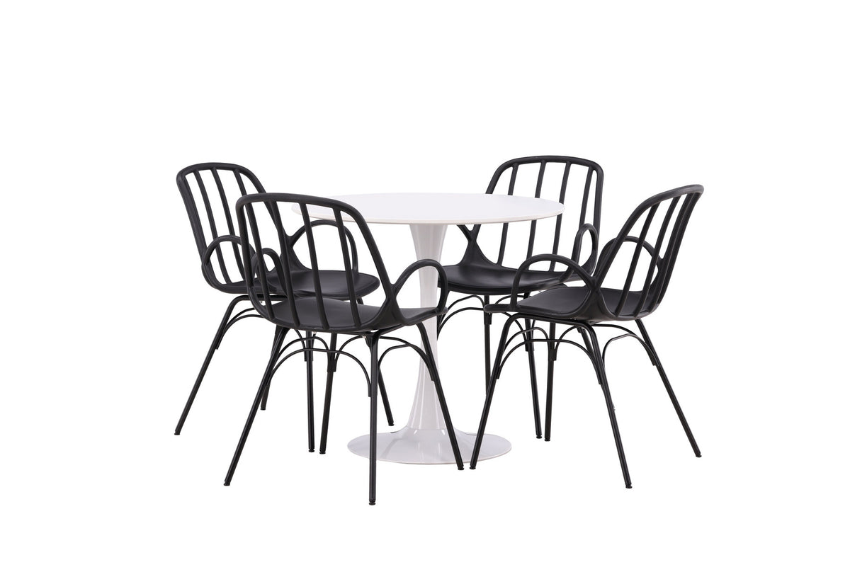 Hamden Esszimmerset + Dyrön ⌀80cm/4St. in Schwarz präsentiert im Onlineshop von KAQTU Design AG. Esszimmerset ist von Venture Home