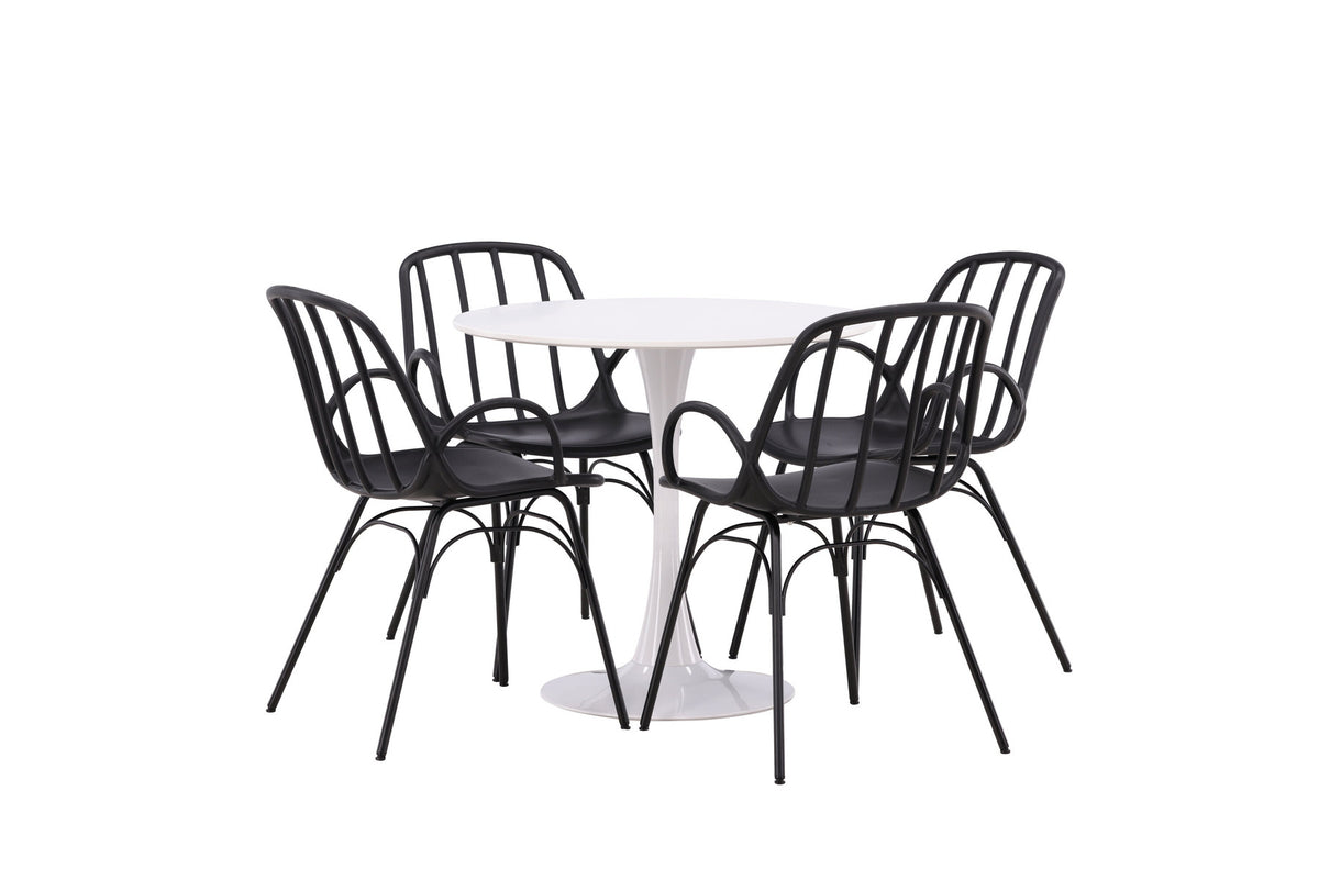 Hamden Esszimmerset + Dyrön ⌀80cm/4St. in Schwarz präsentiert im Onlineshop von KAQTU Design AG. Esszimmerset ist von Venture Home
