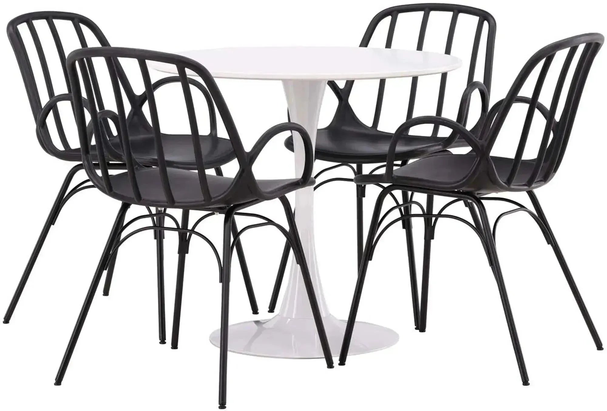 Elegantes Hamden Esszimmerset mit rundem Dyrön Tisch für 4 Personen.