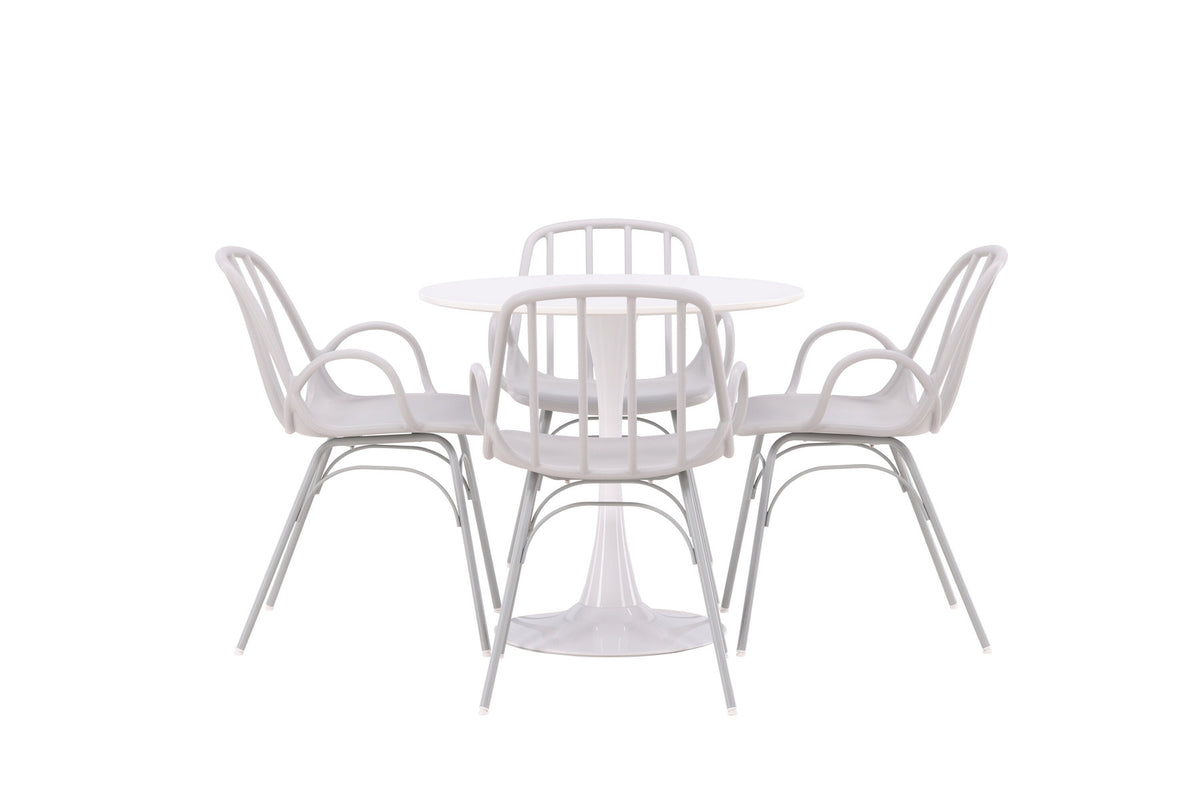 Hamden Esszimmerset + Dyrön ⌀80cm/4St. in Greige präsentiert im Onlineshop von KAQTU Design AG. Esszimmerset ist von Venture Home
