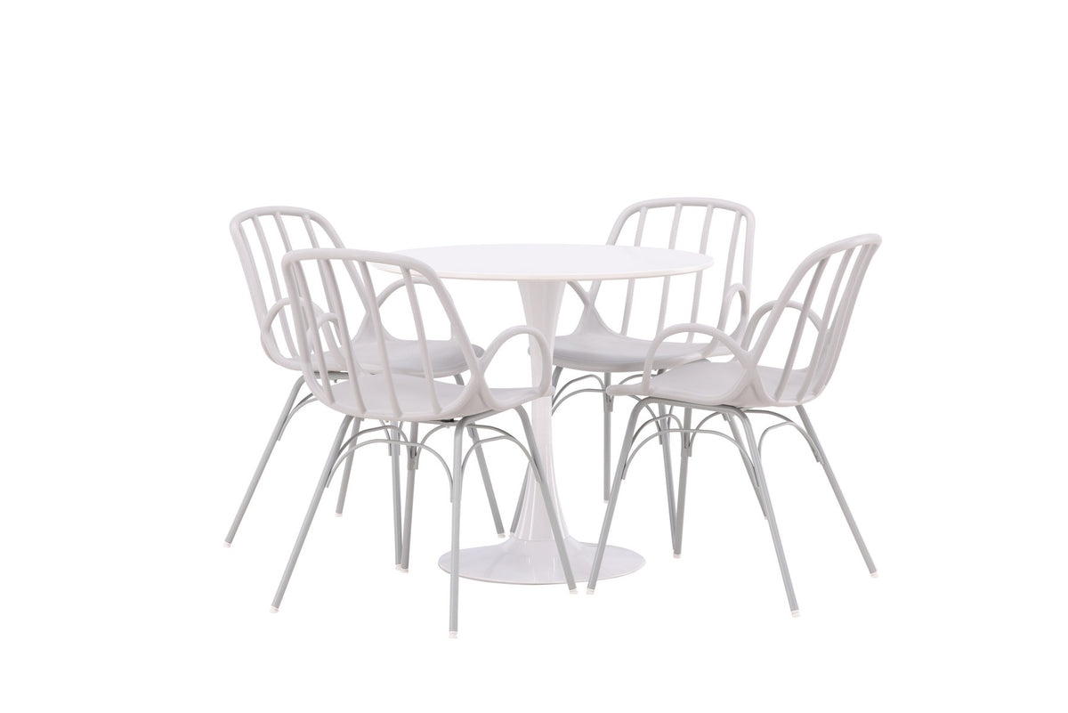 Hamden Esszimmerset + Dyrön ⌀80cm/4St. in Greige präsentiert im Onlineshop von KAQTU Design AG. Esszimmerset ist von Venture Home