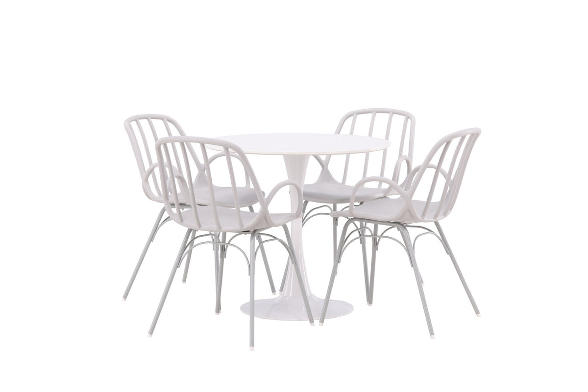Hamden Esszimmerset + Dyrön ⌀80cm/4St. in Greige präsentiert im Onlineshop von KAQTU Design AG. Esszimmerset ist von Venture Home