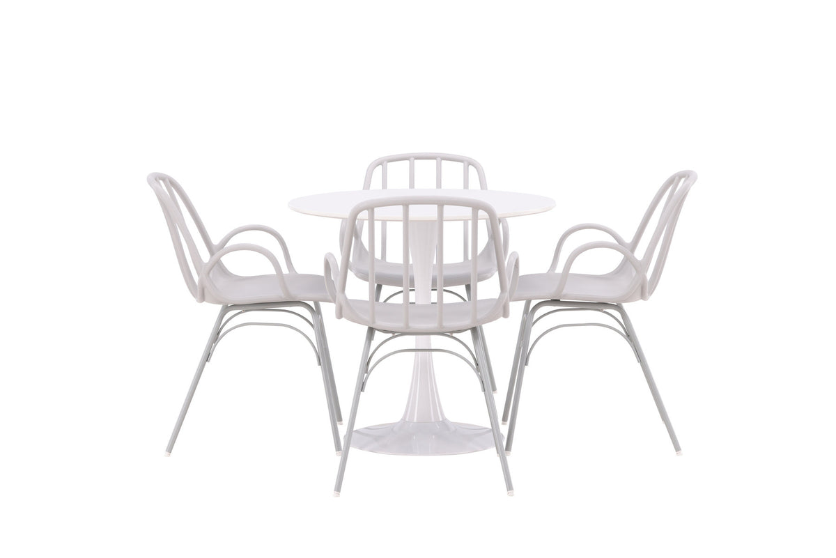 Hamden Esszimmerset + Dyrön ⌀80cm/4St. in Greige präsentiert im Onlineshop von KAQTU Design AG. Esszimmerset ist von Venture Home