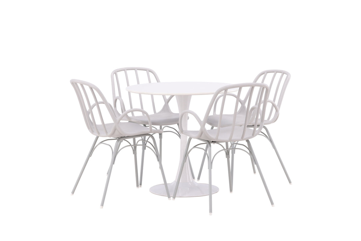 Hamden Esszimmerset + Dyrön ⌀80cm/4St. in Greige präsentiert im Onlineshop von KAQTU Design AG. Esszimmerset ist von Venture Home