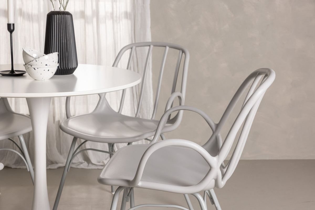 Hamden Esszimmerset + Dyrön ⌀80cm/4St. in Greige präsentiert im Onlineshop von KAQTU Design AG. Esszimmerset ist von Venture Home
