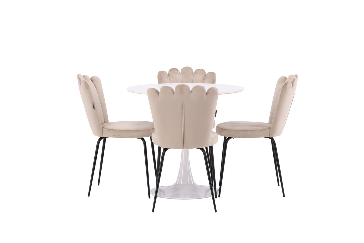 Hamden Esszimmerset + Limhamn Light ⌀80cm/4St. in Beige präsentiert im Onlineshop von KAQTU Design AG. Esszimmerset ist von Venture Home