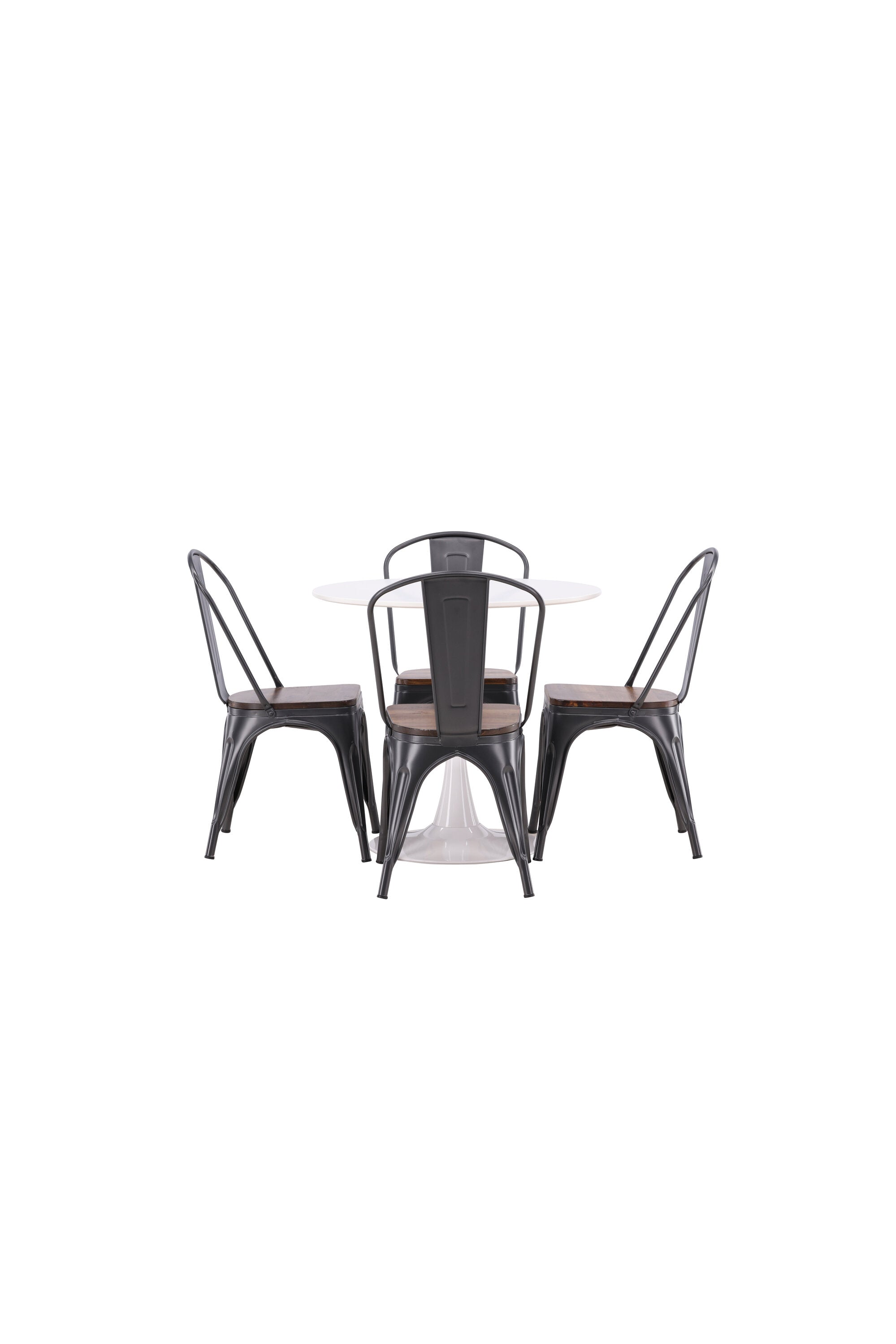 Hamden Esszimmerset + Tempe ⌀80cm/4St. in Dunkelgrau, Walnuss präsentiert im Onlineshop von KAQTU Design AG. Esszimmerset ist von Venture Home