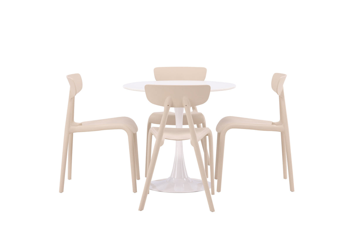 Hamden Esszimmerset + Ursholmen ⌀80cm/4St. in Beige präsentiert im Onlineshop von KAQTU Design AG. Esszimmerset ist von Venture Home