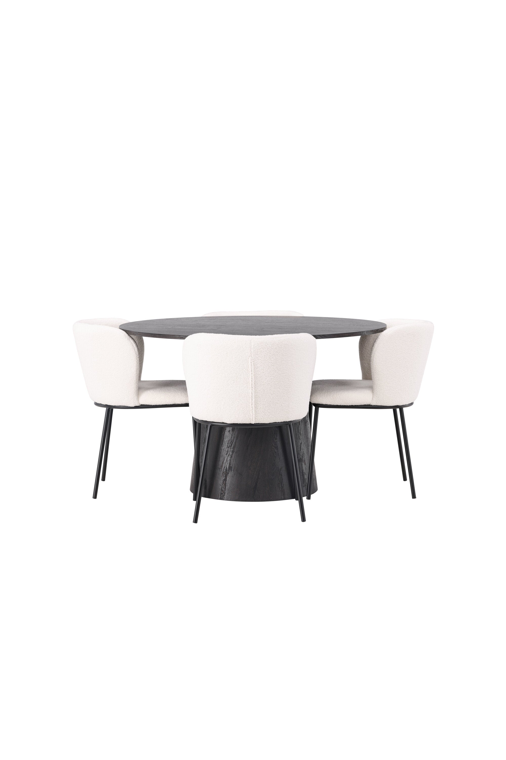 Lanzo Esszimmerset + Edina ⌀120cm/4St. in Braun / Schwarz-Weiss präsentiert im Onlineshop von KAQTU Design AG. Esszimmerset ist von Venture Home