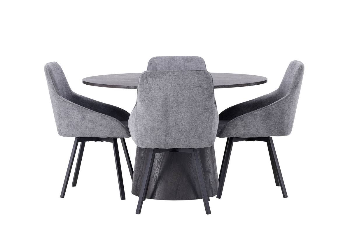 Lanzo Esszimmerset + Rosie ⌀120cm/4St. in Schwarzgrau präsentiert im Onlineshop von KAQTU Design AG. Esszimmerset ist von Venture Home