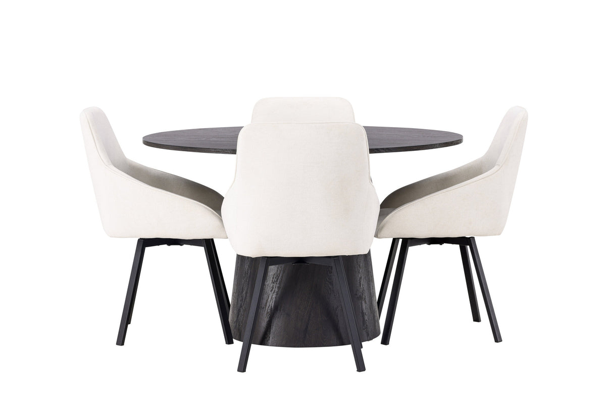 Lanzo Esszimmerset + Rosie ⌀120cm/4St. in Braun / Beige / Schwarz präsentiert im Onlineshop von KAQTU Design AG. Esszimmerset ist von Venture Home