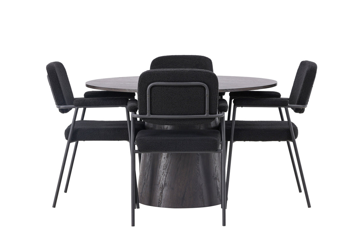 Lanzo Esszimmerset + Yesterday ⌀120cm/4St. in Braun / Schwarz präsentiert im Onlineshop von KAQTU Design AG. Esszimmerset ist von Venture Home