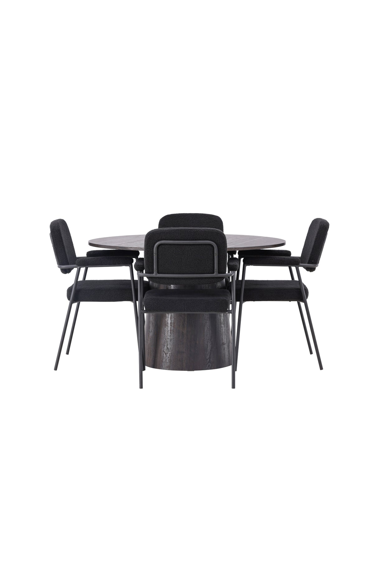 Lanzo Esszimmerset + Yesterday ⌀120cm/4St. in Braun / Schwarz präsentiert im Onlineshop von KAQTU Design AG. Esszimmerset ist von Venture Home