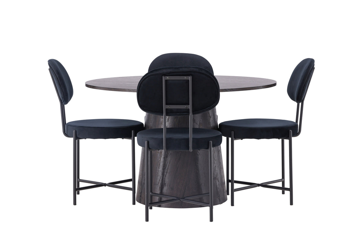Lanzo Esszimmerset + Stella ⌀120cm/4St. in Braun / Schwarz präsentiert im Onlineshop von KAQTU Design AG. Esszimmerset ist von Venture Home