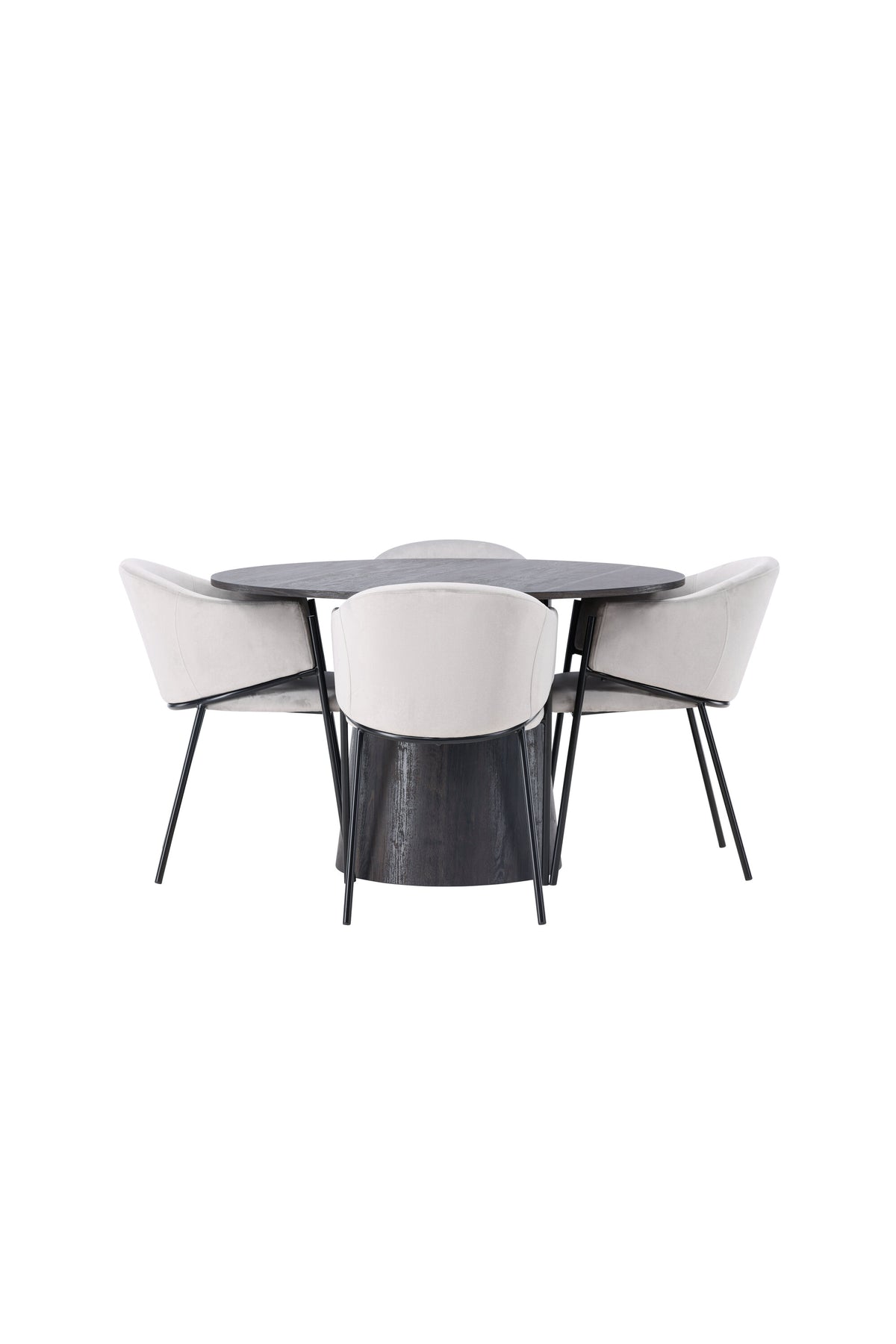 Lanzo Esszimmerset + Evelina ⌀120cm/4St. in Schwarzgrau präsentiert im Onlineshop von KAQTU Design AG. Esszimmerset ist von Venture Home