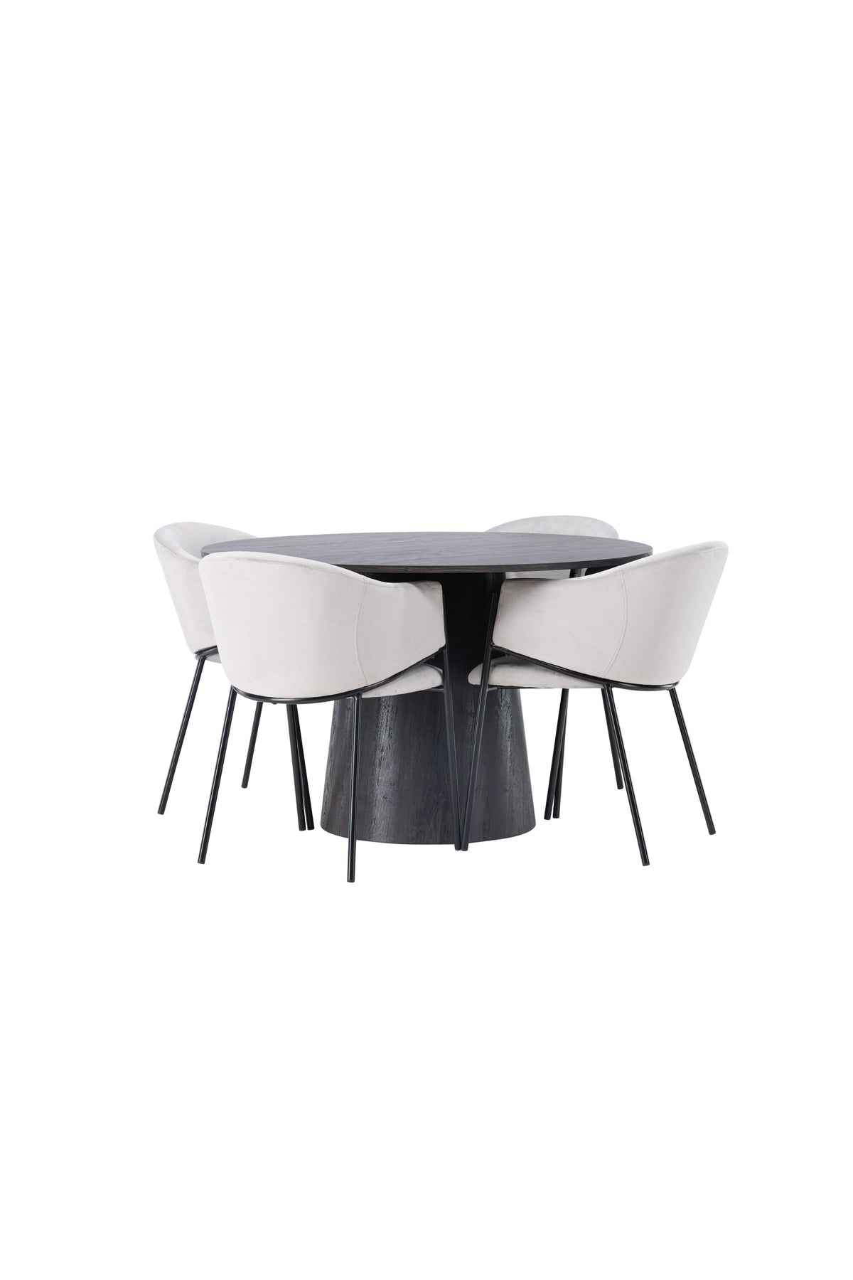 Lanzo Esszimmerset + Evelina ⌀120cm/4St. in Schwarzgrau präsentiert im Onlineshop von KAQTU Design AG. Esszimmerset ist von Venture Home