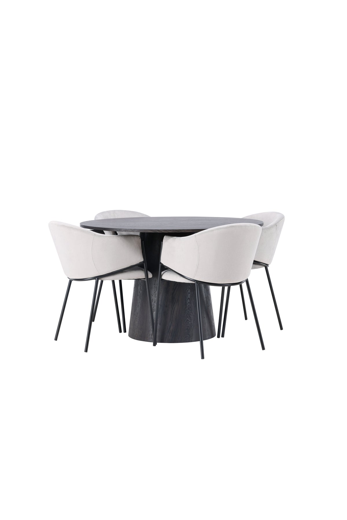Lanzo Esszimmerset + Evelina ⌀120cm/4St. in Schwarzgrau präsentiert im Onlineshop von KAQTU Design AG. Esszimmerset ist von Venture Home