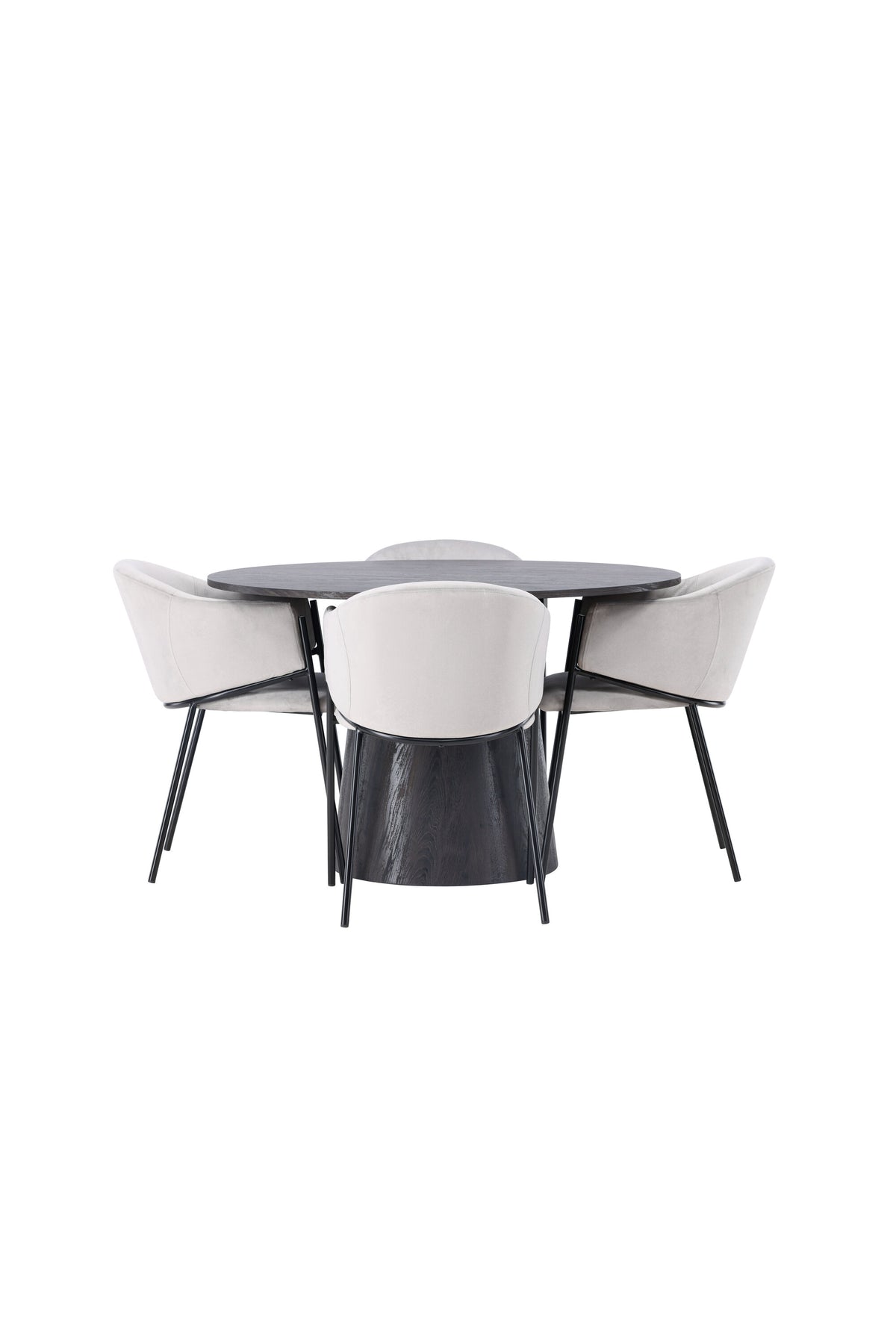Lanzo Esszimmerset + Evelina ⌀120cm/4St. in Schwarzgrau präsentiert im Onlineshop von KAQTU Design AG. Esszimmerset ist von Venture Home