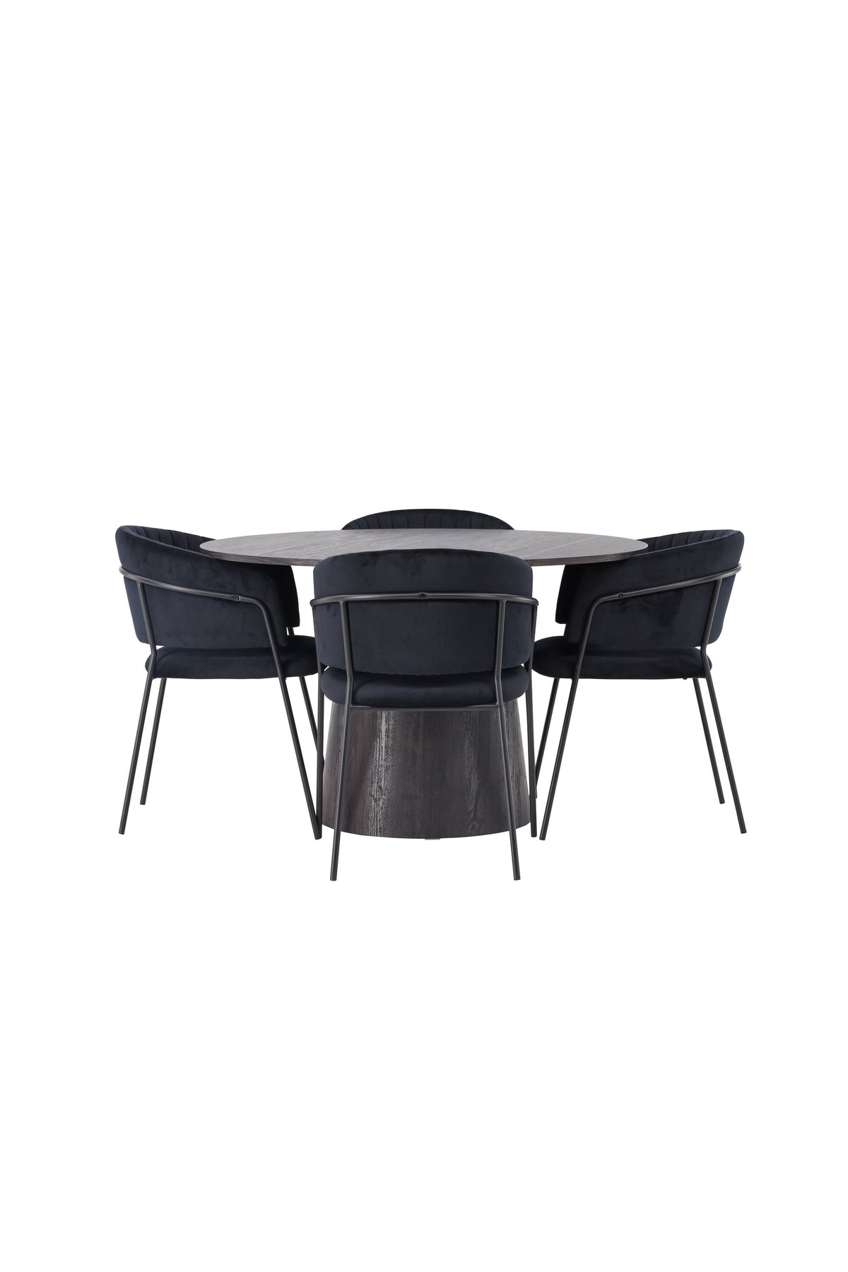 Lanzo Esszimmerset + Selma ⌀120cm/4St. in Braun / Schwarz präsentiert im Onlineshop von KAQTU Design AG. Esszimmerset ist von Venture Home